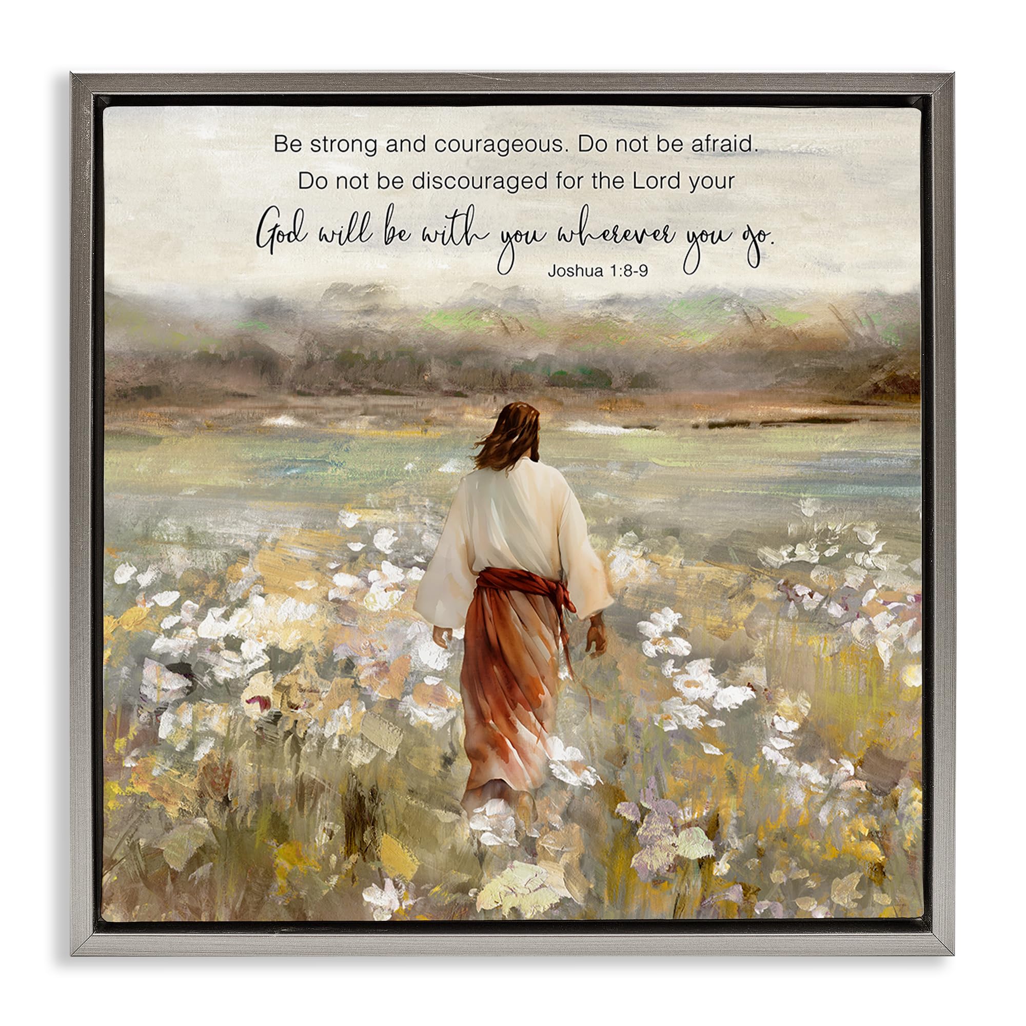 Stupell Industries Luster Gray (Matte) 'God With You Wherever'| Floating Frame Canvas Art