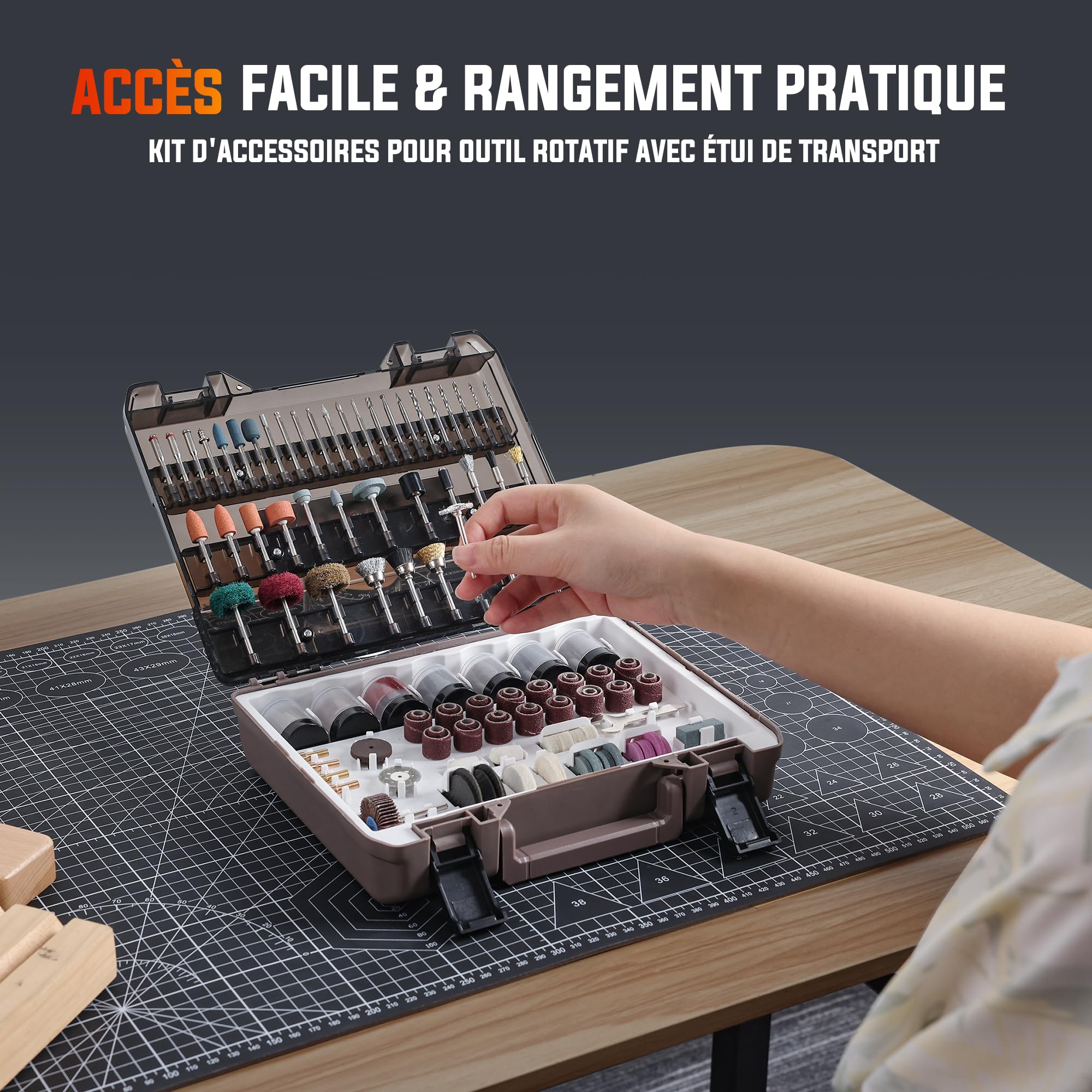 Katerk Kit D'accessoires pour Outils Rotatifs, 420 PiÈCes, embouts Universels de 1/8", pour la DÉCoupe, le Ponçage, le Polissage, la Sculpture, le Meulage, L'affûtage Et le Perçage