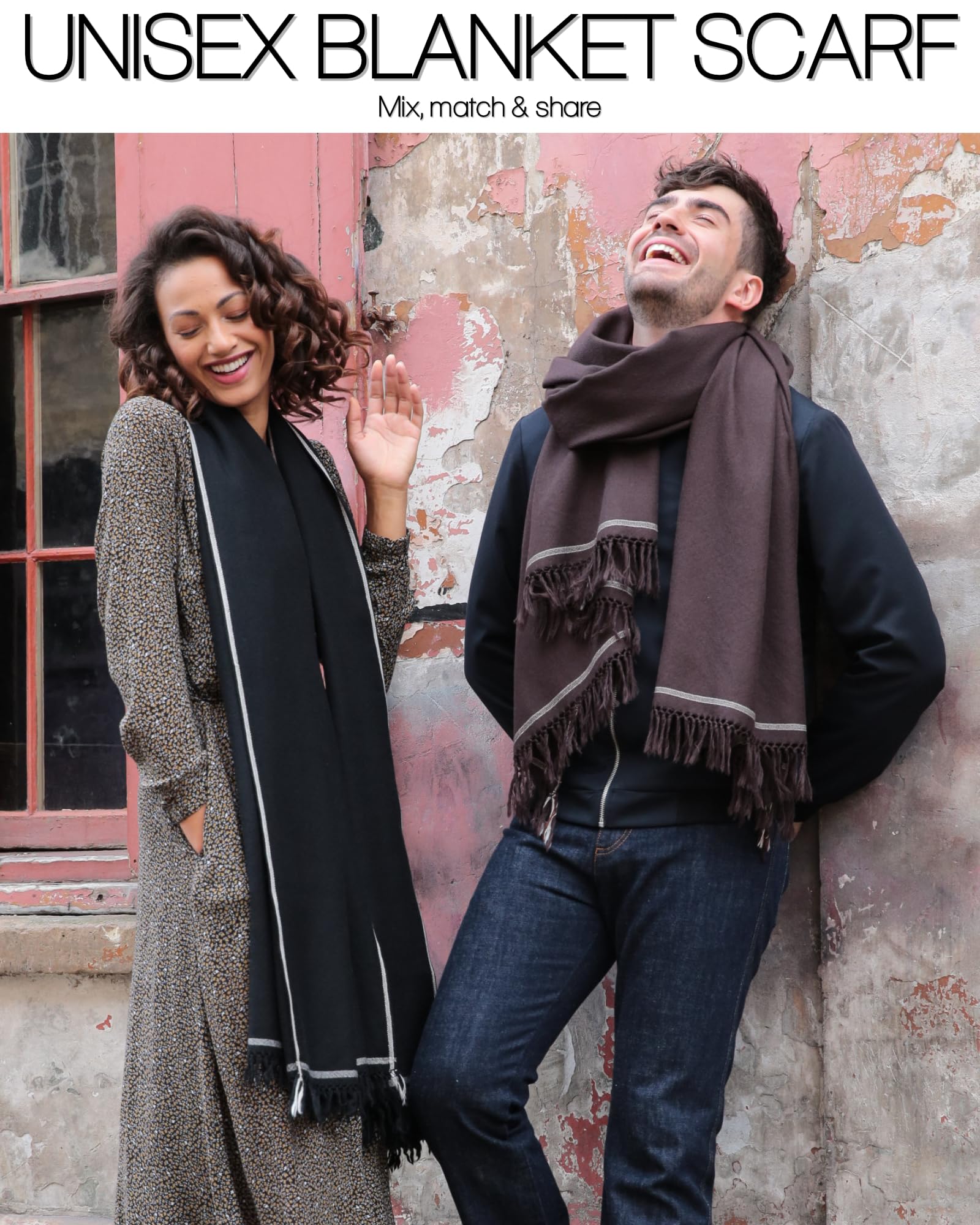 likemary Shoreditch Bufanda Pashmina Mantón Mujer de Lana Merina - Chal Fular Extra Grande para Invierno - 100% Lana Merina Pura Tejida a Mano - Regalo para Mujer Comercio Justo