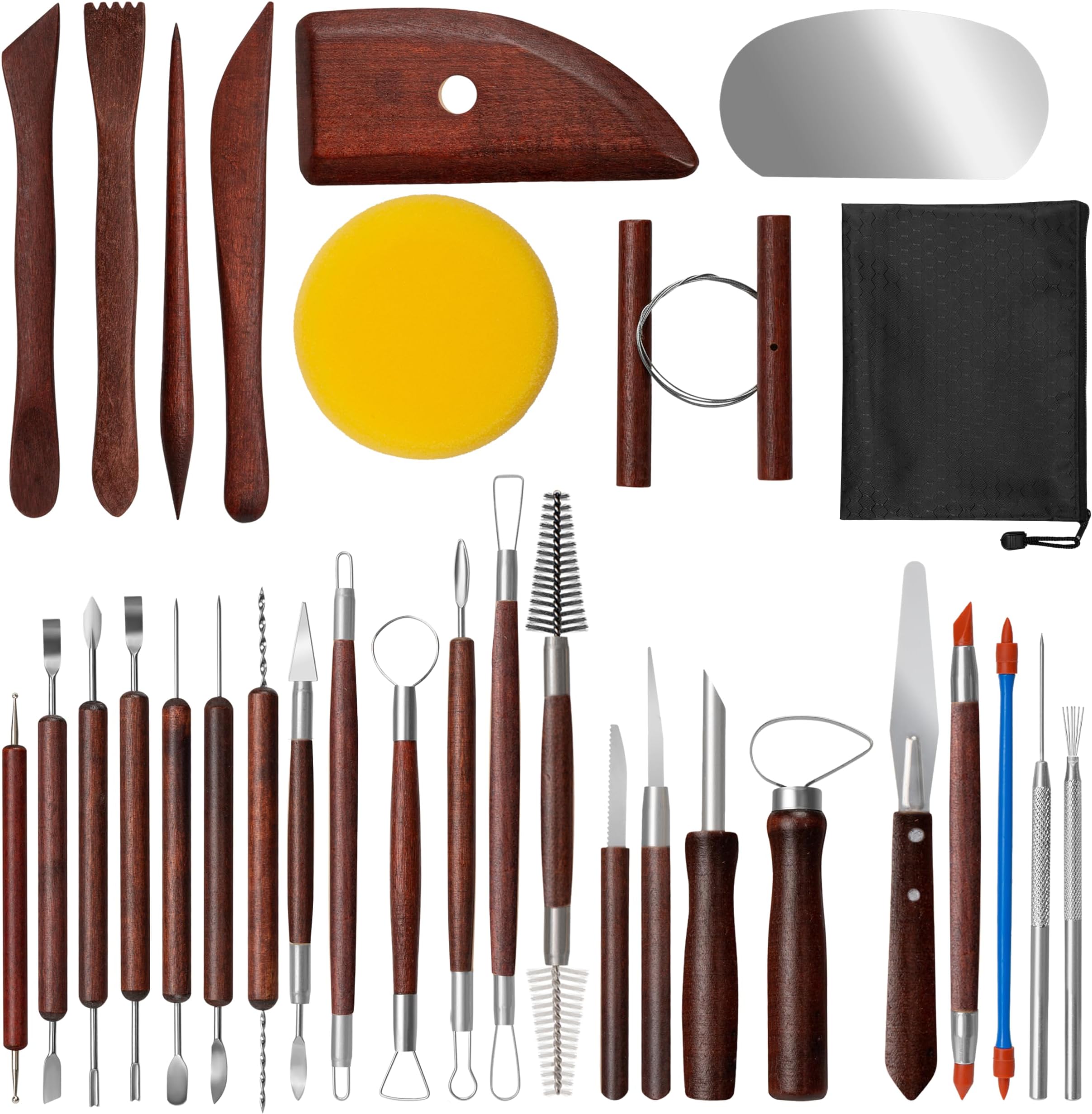 Amrules Clay Tools Kit, 31 PCS Red Pottery Tools, Practical Polymer Clay Scul...