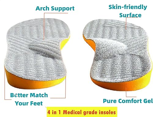 Miniatura 3 de Plantillas ortopédicas para corregir la postura para mujeres y hombres, plantillas de gel 4 en 1, plantillas de gel para pies planos, soporte de