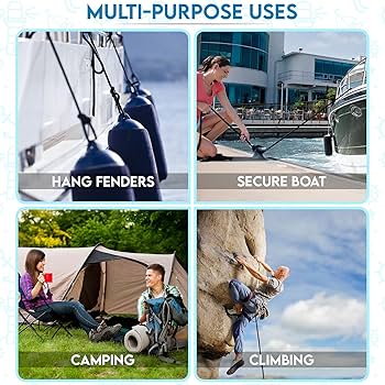 Líneas Para Guardabarros De Barco, Cuerda De Nailon Trenzado Doble De 3/8 Pulgadas, 6 Pies Con Bucle, Paquete De 2, Negro, Para Boya, Amarre De Moto Acuática, Acoplamiento Y Parachoques De
