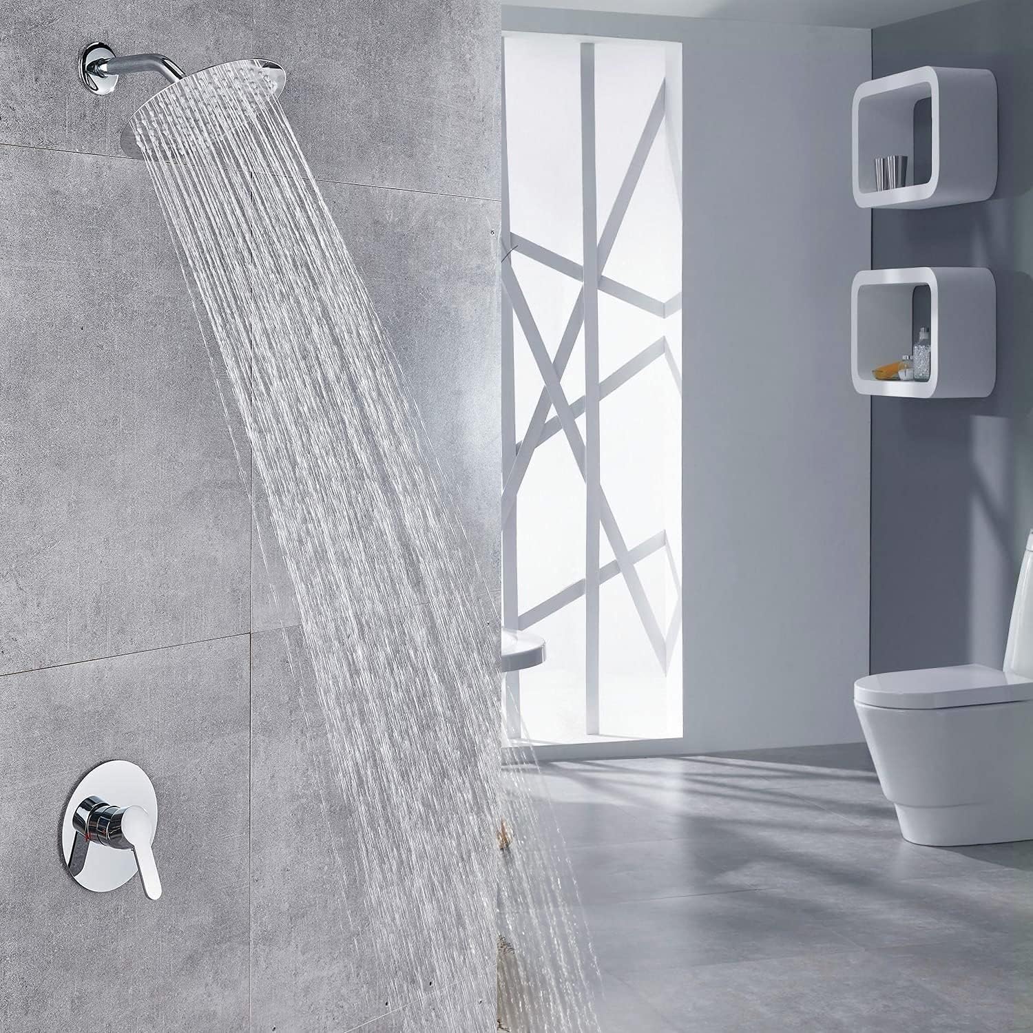 Voolan High Pressure Rain Shower Head - Rainfall Shower head Made of 304 Stainless Steel - Comfortable Shower Experience Even at Low Water Flow (6 Inch, Chrome)