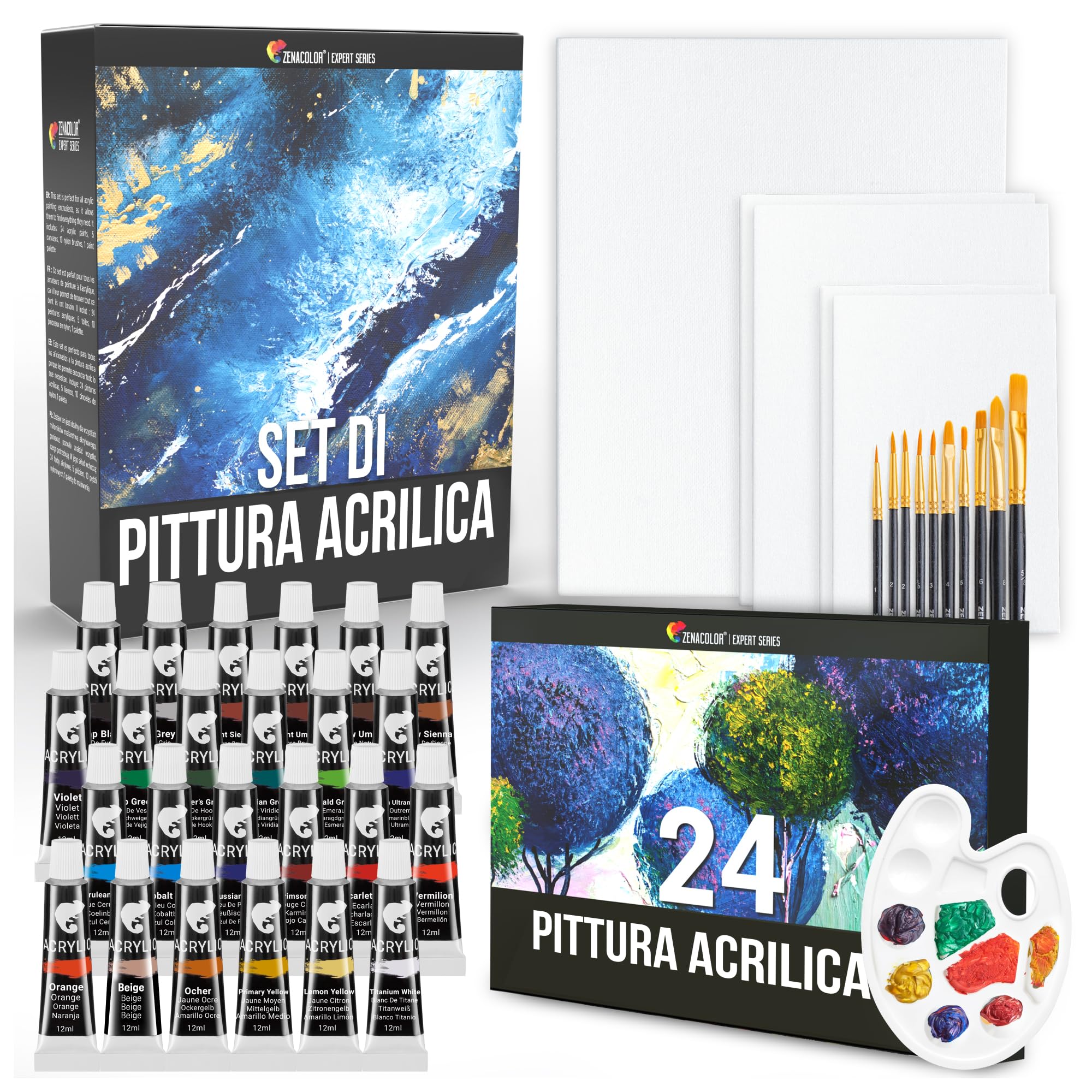 Set Pittura Completo 49 Pezzi - Cavalletto Da Tavolo, Colori Acrilici, Pennelli E Tele Per Artisti - Foto 14