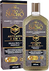 Tío Nacho Shampoo Anticaspa 2 em 1 Antiqueda Natural com Geleia Real e Própolis – Controle da Caspa, Hidratação e Condicionamento Capilar 415ml
