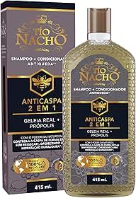 Tío Nacho Shampoo Anticaspa 2 em 1 Antiqueda Natural com Geleia Real e Própolis – Controle da Caspa, Hidratação e Condicionamento Capilar 415ml