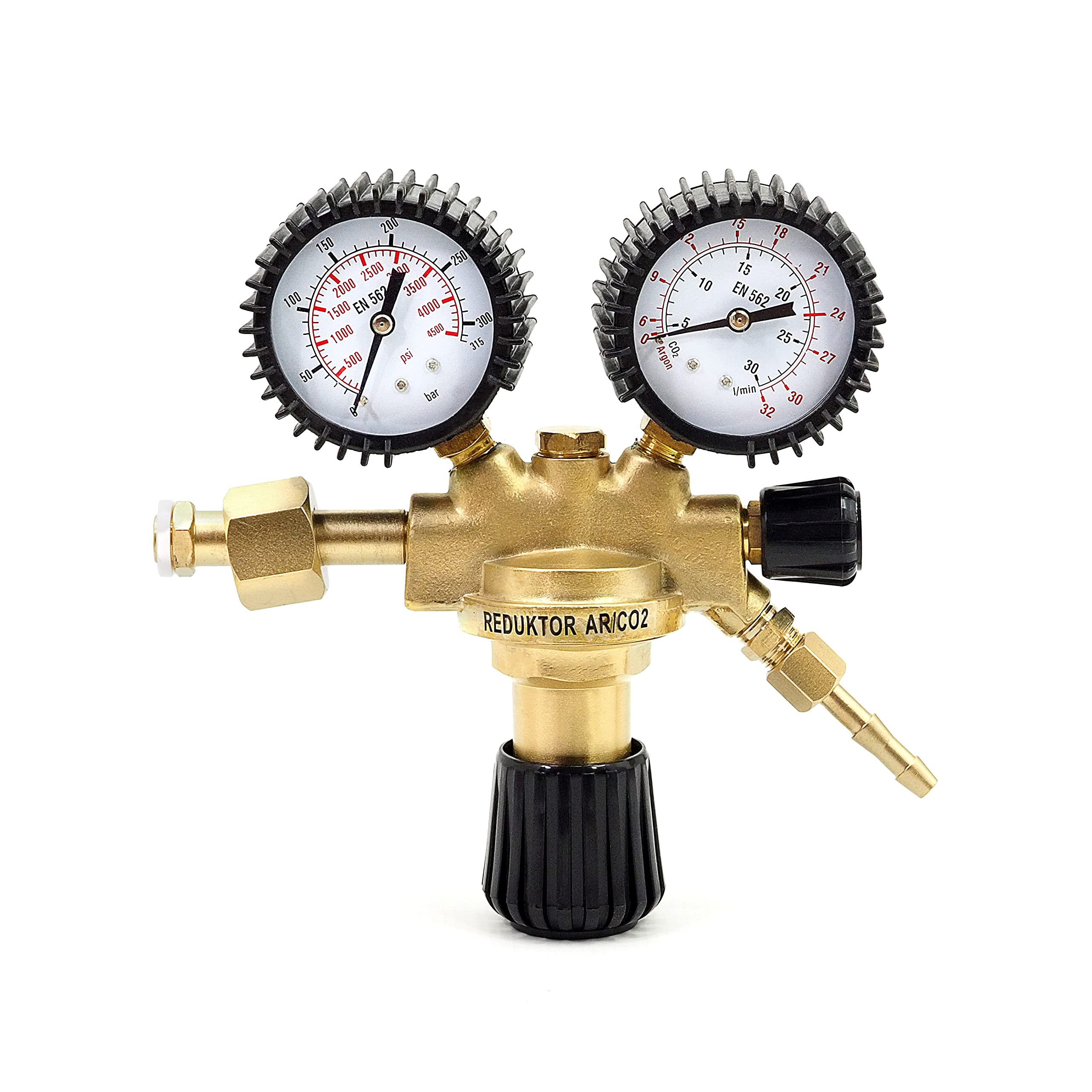 Argon/CO2 reduktor ciśnienia 2 przewody wąż 6,3 mm europejski zawór 300 bar