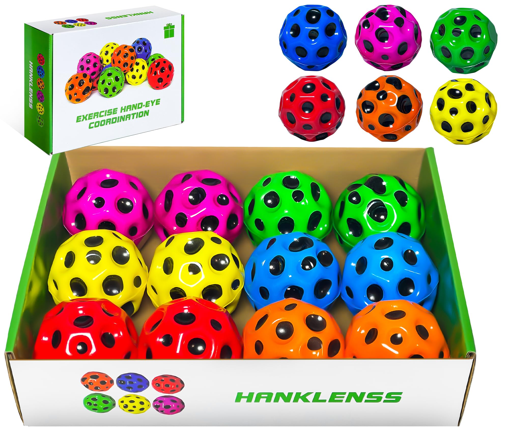 HANKLENSS Space Moon Bouncy Ball - Super Moon Bouncy Balls for Kids - Big Bouncy Balls for Athlete Training and Sensory Play - Extreme High Bouncing Ball