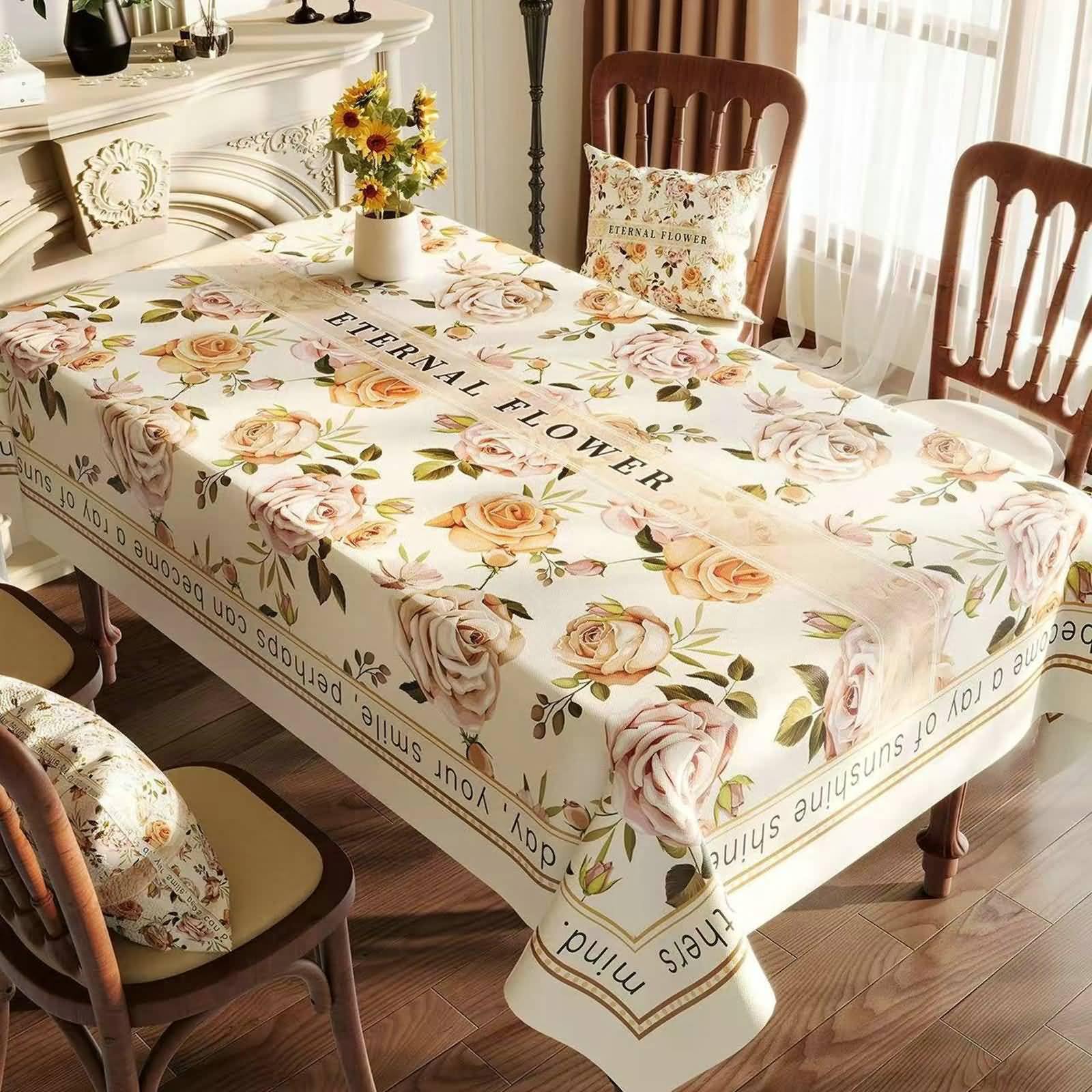 Tovaglia Antimacchia Quadrata PVC, Beige Rosa, 140x140cm