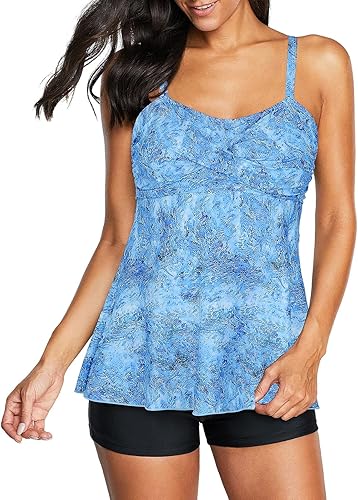 CHIKANSTORE Womens SwimsuitsPlus Size Swimsuit Bathing Suits Control Tummy Print Bathing Swimwears Tankinis Set