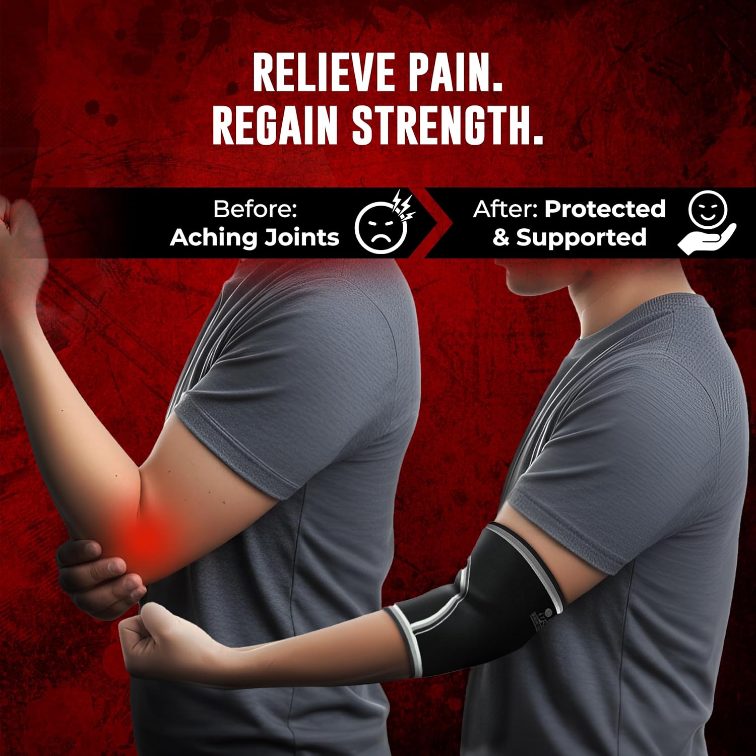 Nordic Lifting Elbow Sleeves (1 Pair) Support & Compression for Weightlifting, Powerlifting, Cross-Training & Tennis - 5mm Neoprene Sleeve for the Best Performance - Both Women & Men