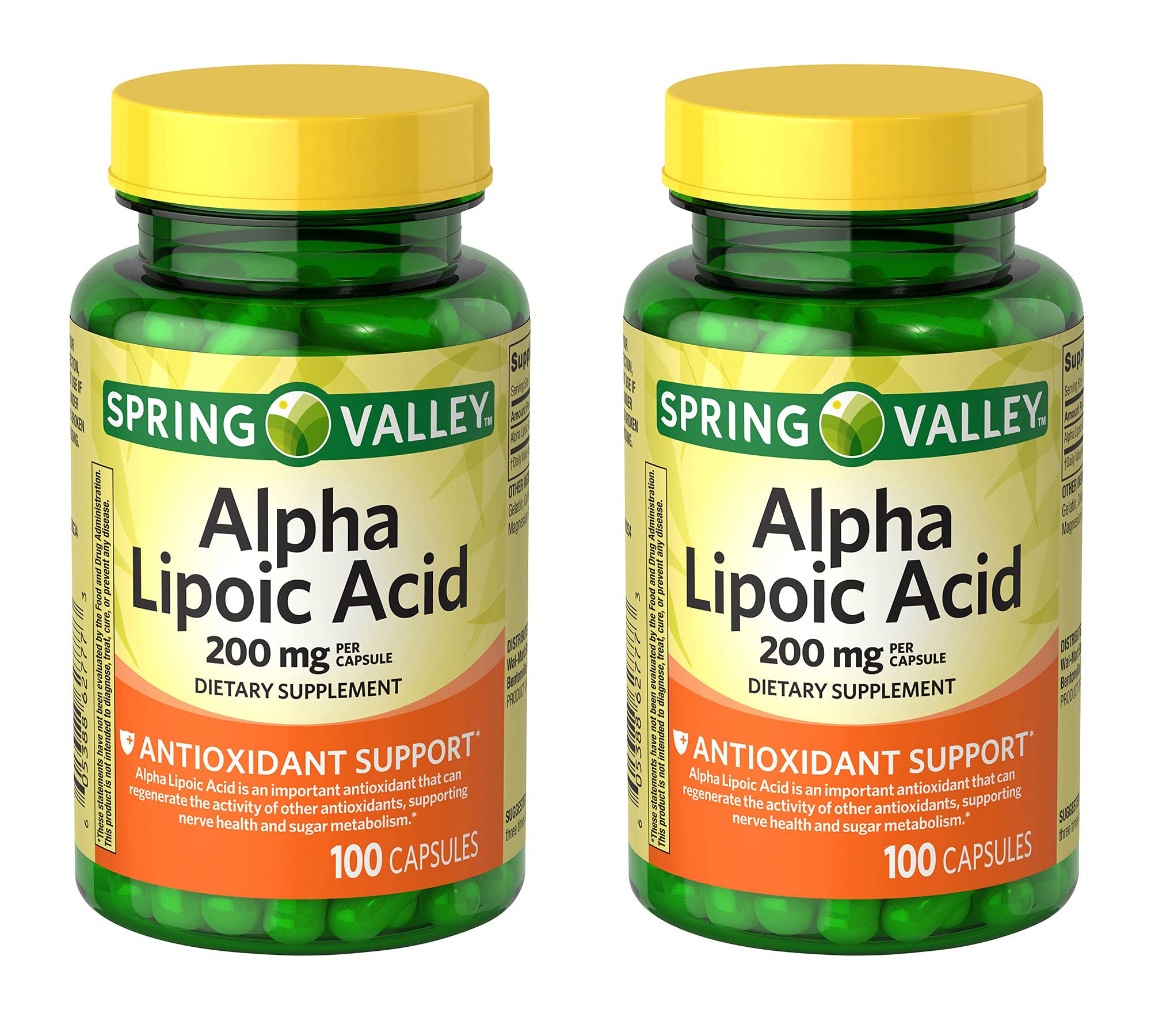Spring ValleyAlpha Lipoic Acid 200 mg, 100 Capsules (2 Pack)