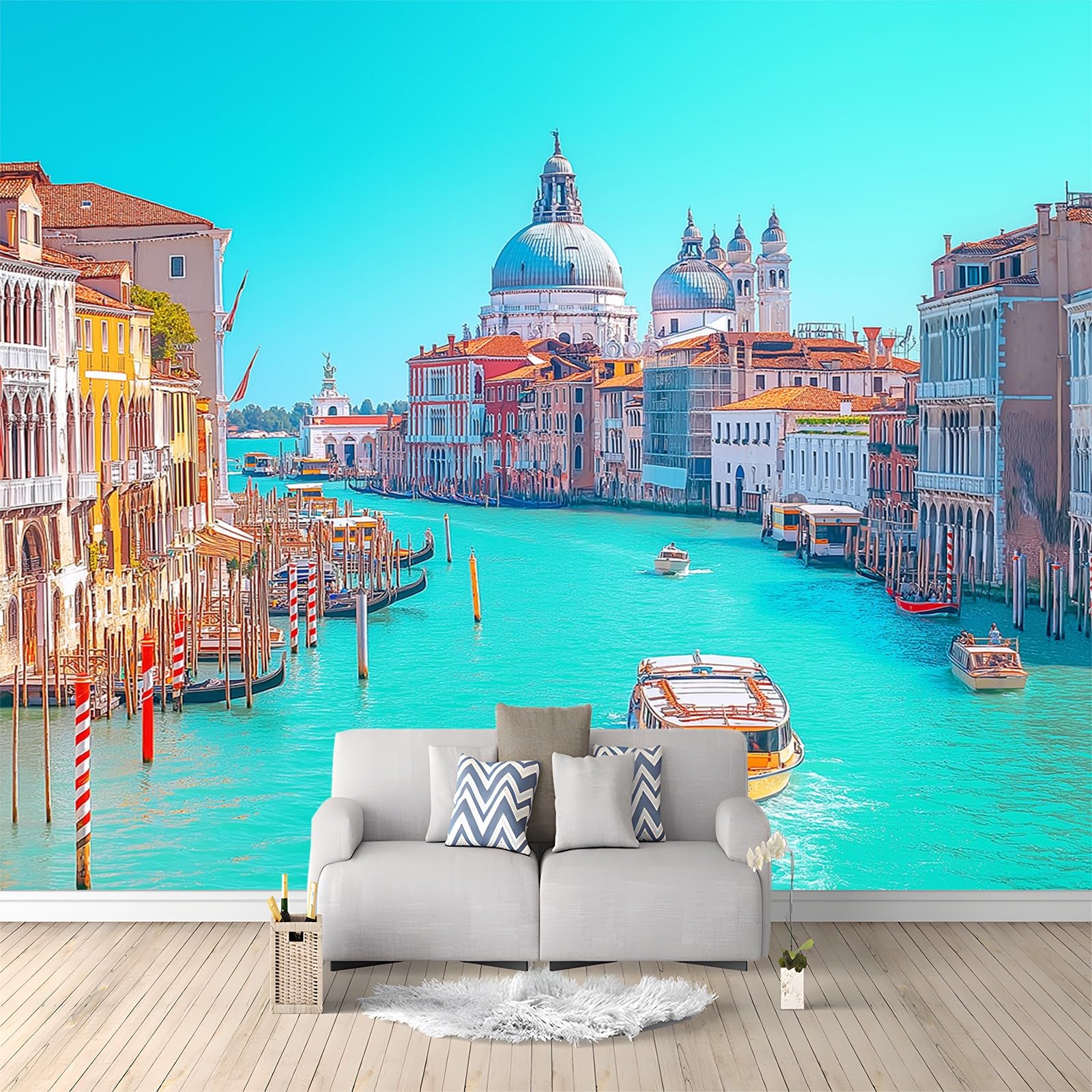 Mural de pared de Venecia para sala de estar transpirable y apto para niños