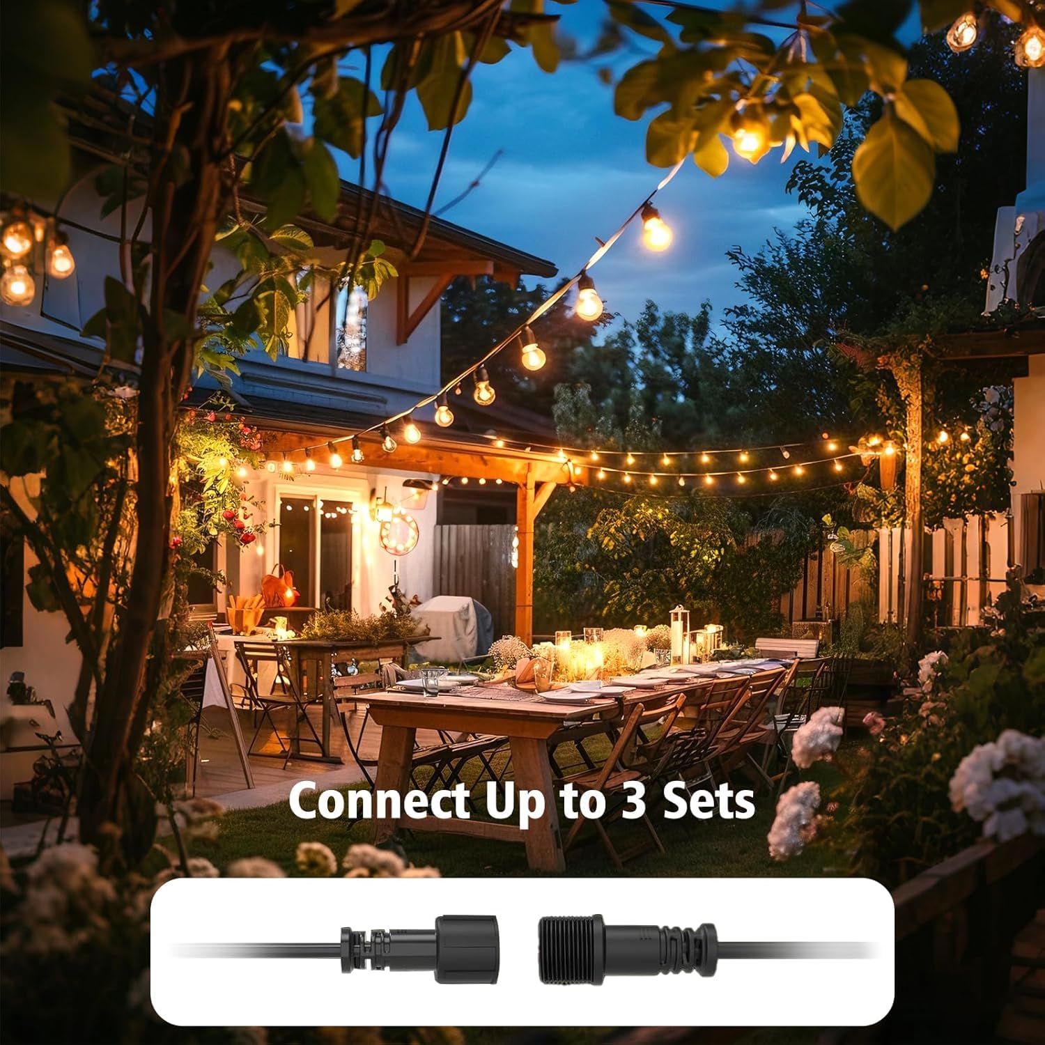 60M Lichterkette Außen Dimmbar, 200FTLED G40 Outdoor Lichterkette mit Fernbedienung, 100+4 Plastikbirne Wasserdicht Hängende Glühbirnen Lights für Terrasse, Garten, Party 2700kWarmweiß