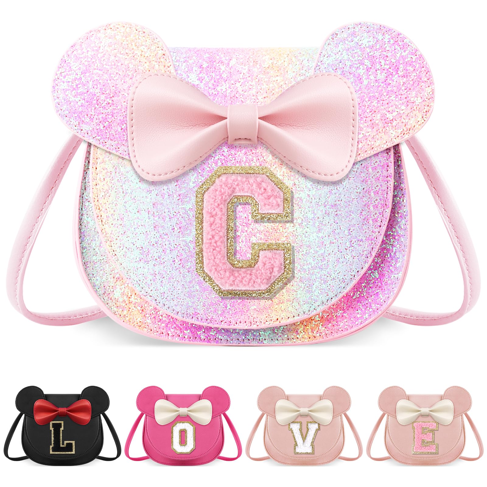 Little Girl Toddler Purse - Cute Mouse Ear Bow Crossbody Bag for 2-8 Year Olds - Birthday Gift