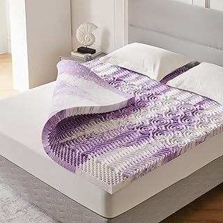 3 Inch Memory Foam Mattress Topper, 5-Zone King Mattress Pad Gel Infused Bed Foam Topper, Soft Bed Topper Purple, CertiPUR-US Certified, King Size