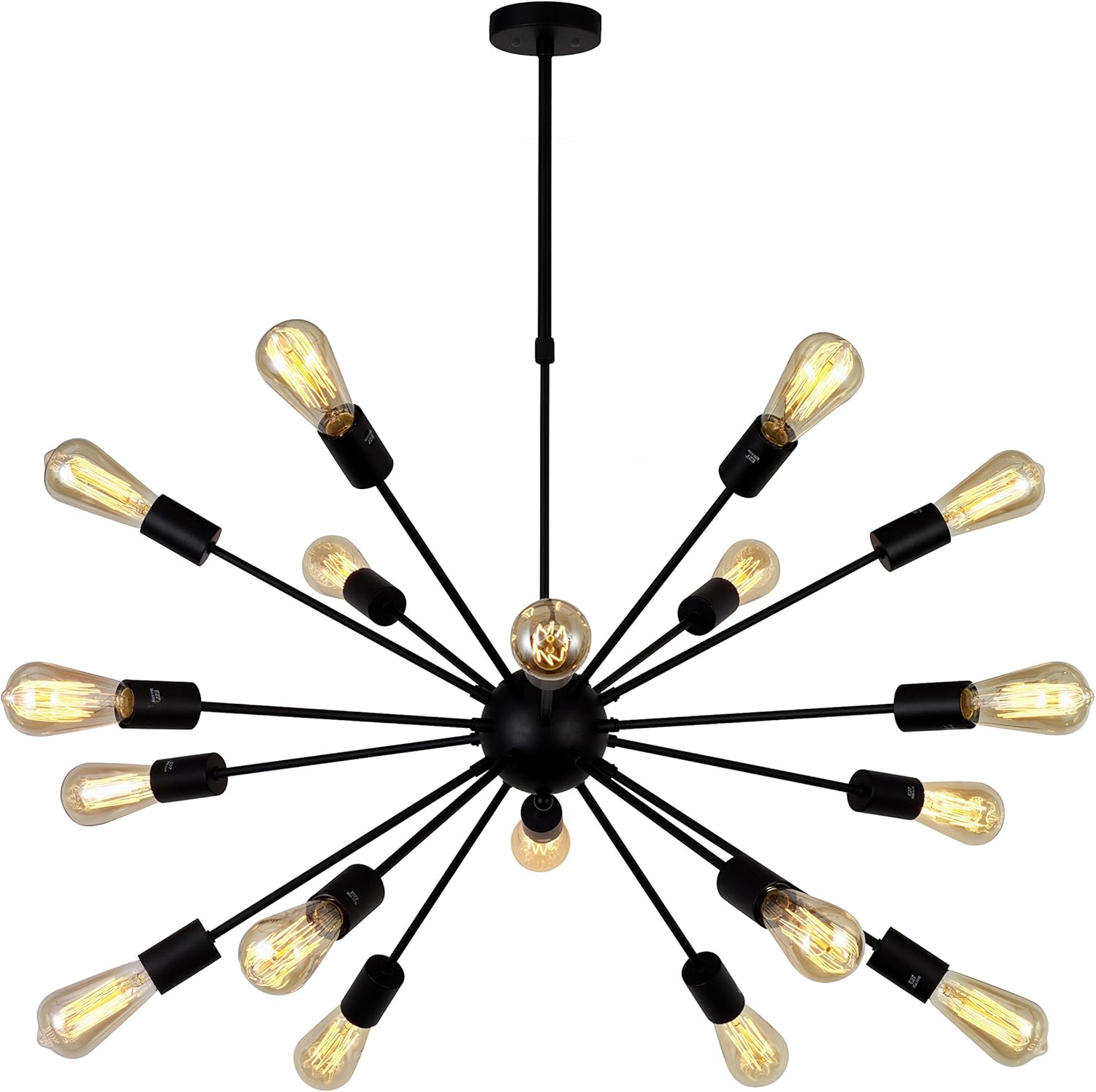 Buy 1 get 1 VINLUZ Modern Farmhouse Chandelier Lighting-18 Lights Sputnik Chandelier Black Industrial Pendant Semi-Flush Mount Ceiling Light Fixture