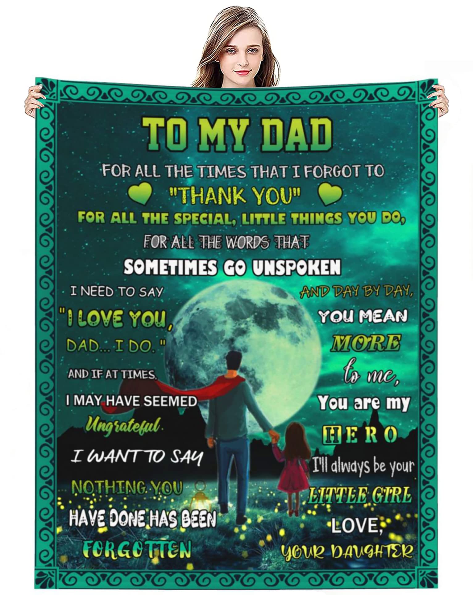 to My Dad Blanket from Daughter Ultra-Soft Plush Father's Day Throw Blanket for Sofa Couch 60"X50" M15