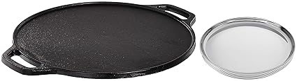 Amazon Brand - Solimo Myrah Dinner Plate Set (6 Pieces, 29.5cm Dia, Wall Design) Pre-Seasoned Cast Iron Dosa Tawa, 12 Inches (30 cm), Black
