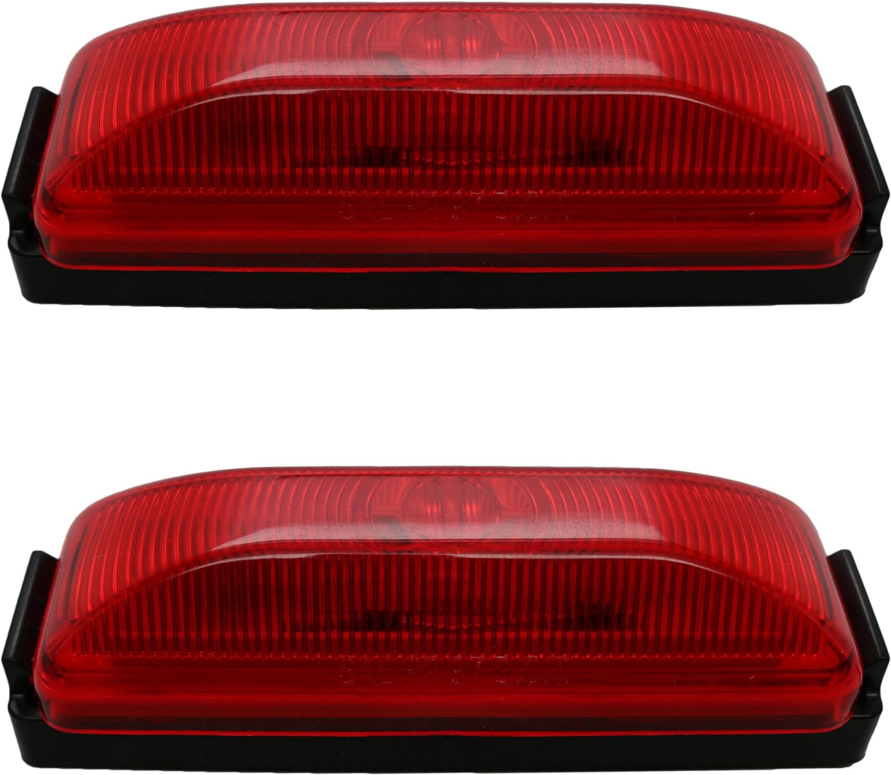 Pair 1"x4" Red Lens RED LED Truck, Trailer, Camper Lights (w/Black Brackets)