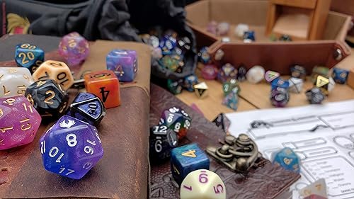 Miniatura 3 de Juego de 7 dados poliédricos DND de D20 para juegos de rol y juegos de mesa de mazmorras y dragones, juegos de dados para clases de mazmorras y
