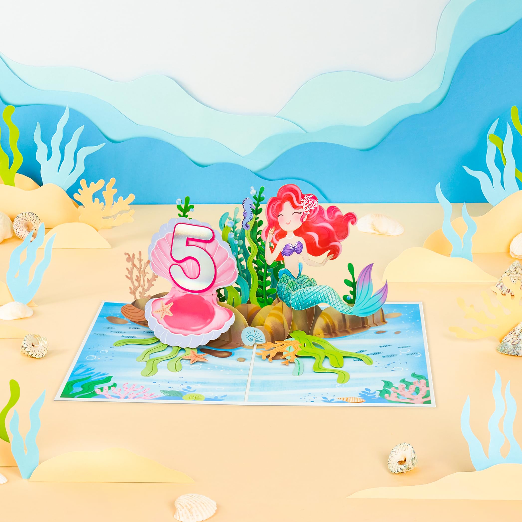 Old English Co. - Tarjeta De Cumpleaños Número 9 Para Niña Con Estrella De  Mar De Sirena,, image size:2093x2094
