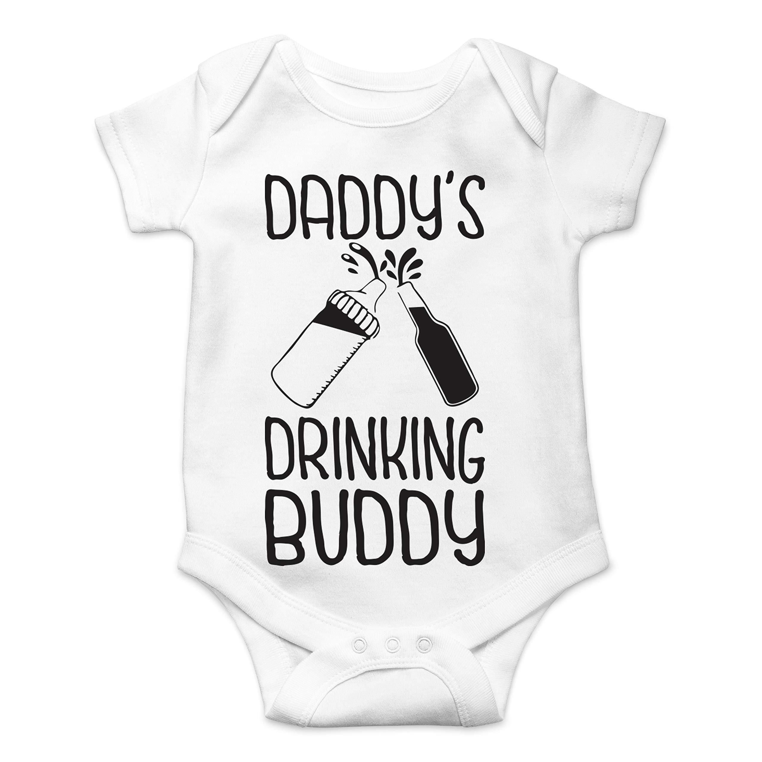Belle Homie Daddy's Drinking Buddy - Funny Baby Essentials Bodysuit - Infants Outfit Newborn Unisex Rompers