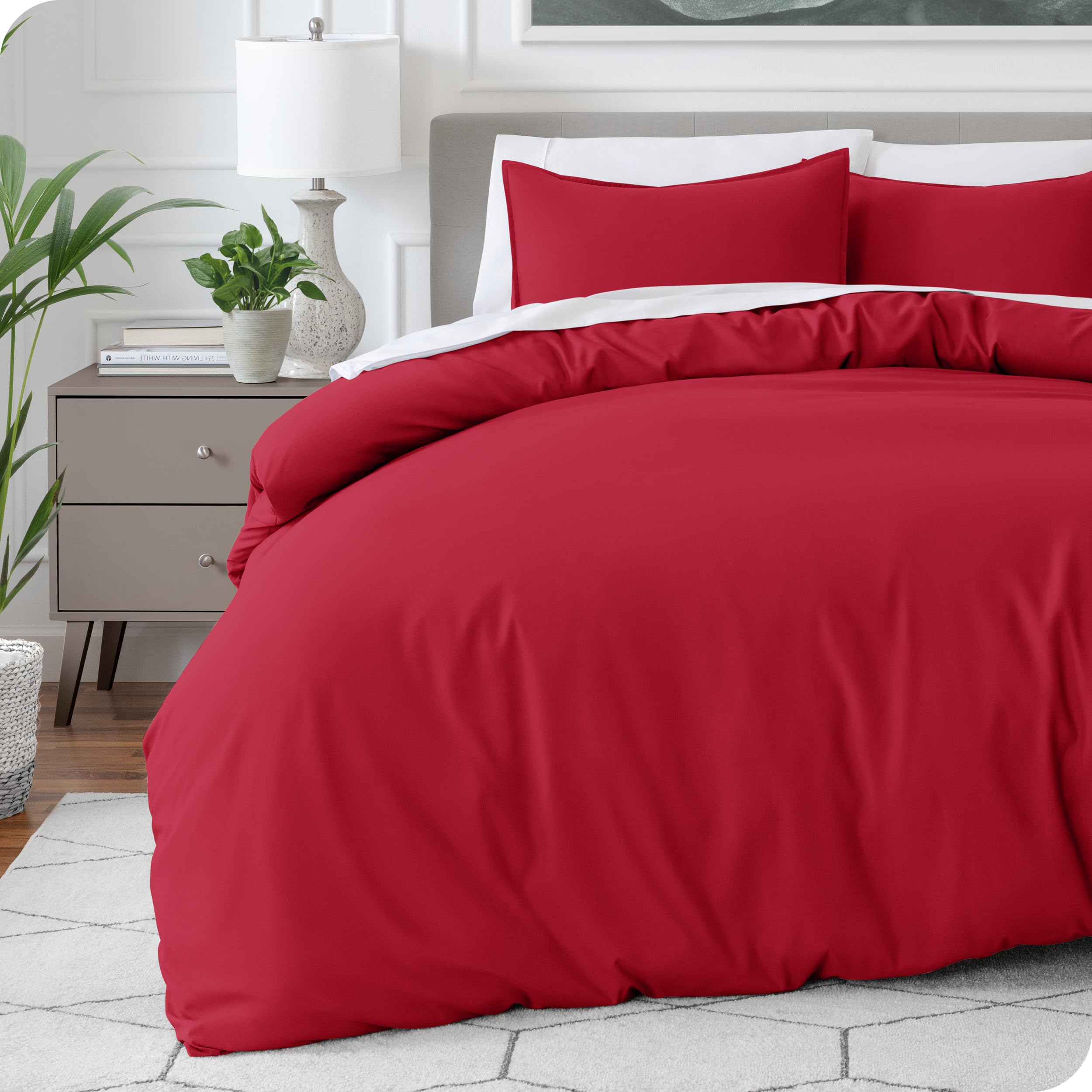 Bare Home Bedding Duvet Cover King Size - Premium 1800 Super Soft Collection - Lightweight, Cooling - Soft Breathable Bedding Duvet Cover (King, Red)
