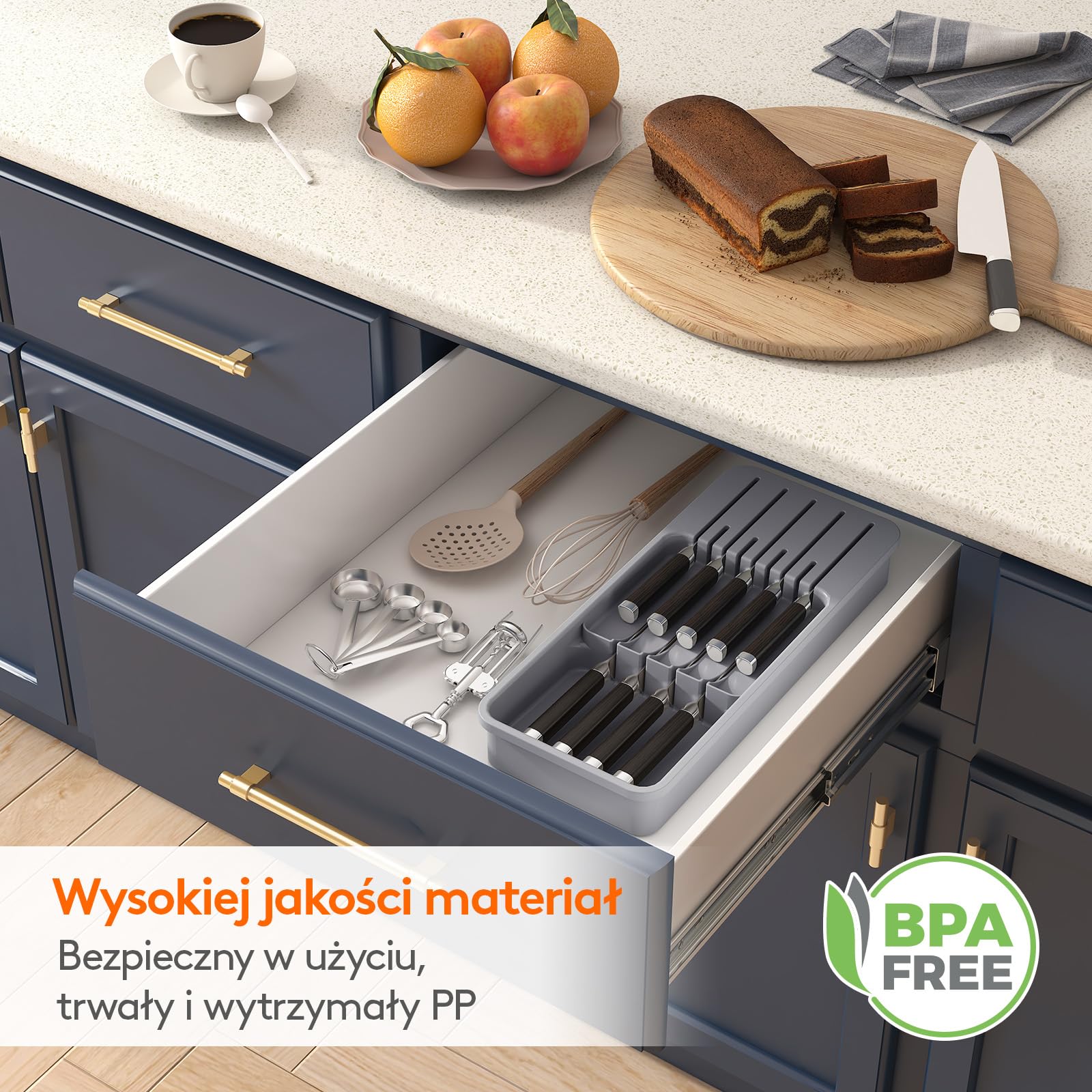 Lifewit Szuflada kompaktowa organizator organizatorów kuchennych Organizator Tray for Knives Nóż