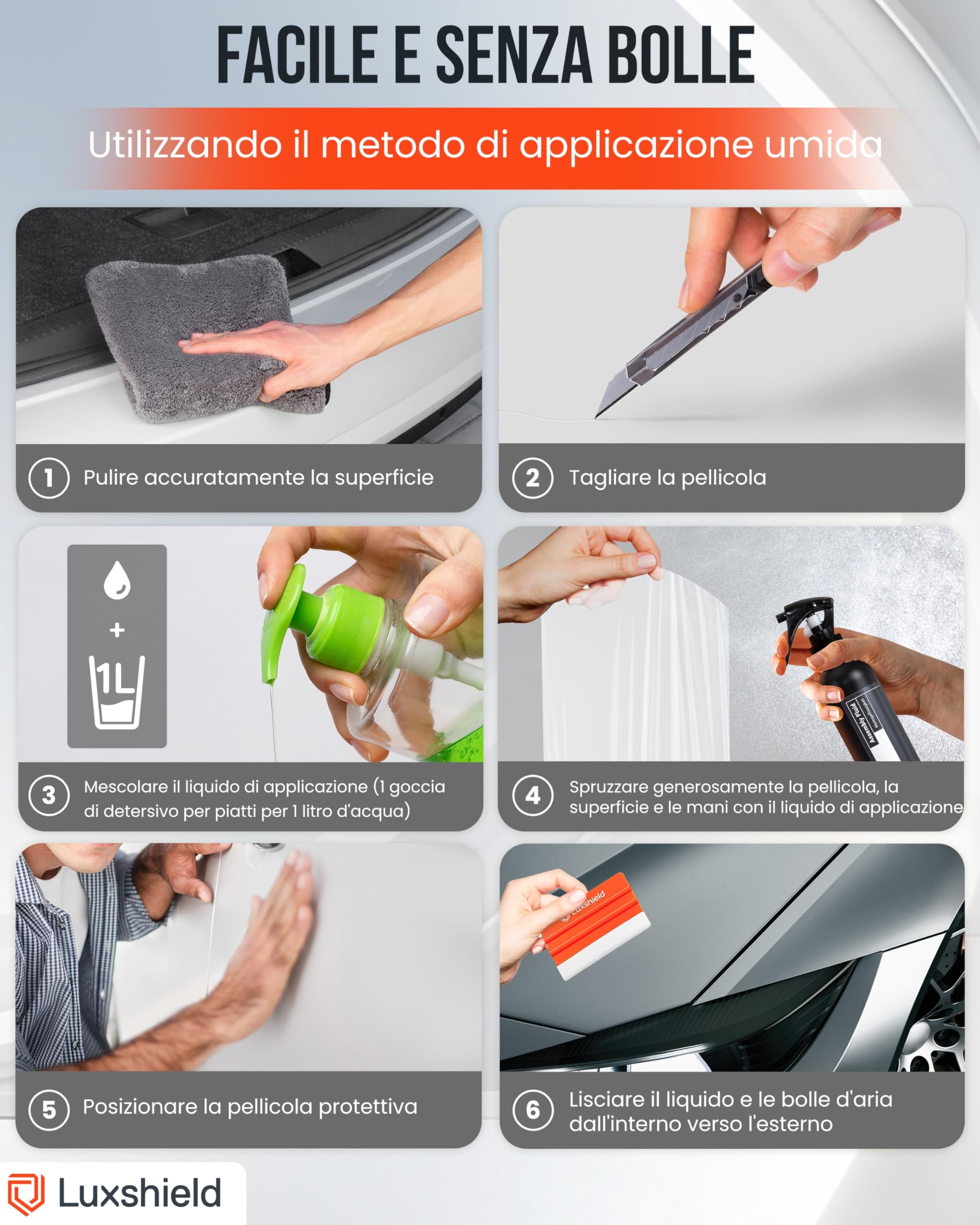 Luxshield Pellicola Adhesiva per Auto, Moto, Bici 15x200cm - Trasparente opaco, Autoadesiva, Protettiva per Vernice, Venduta al metro dalla Germania