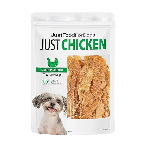 JustFoodForDogs Snack for Dogs, Single-Ingredient Chicken Healthy Dog Treats, 18 oz - Chicken - 1.13 Pound (Pack of 1)