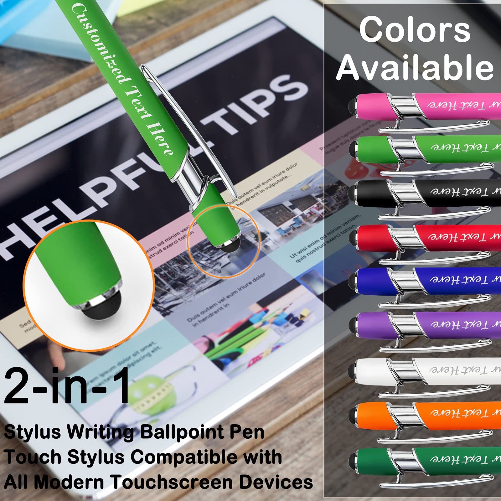 100 Pack Personalised Pens in Bulk with Stylus Tip - Image 3