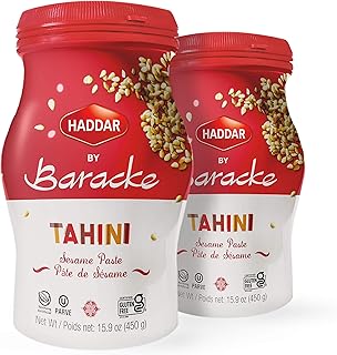 Haddar by Baracke 100% Pure Ground Sesame Tahini 15.9oz Jar (2 Pack) Just One Ingredient, Gluten Free, Vegan, Keto Friendl...