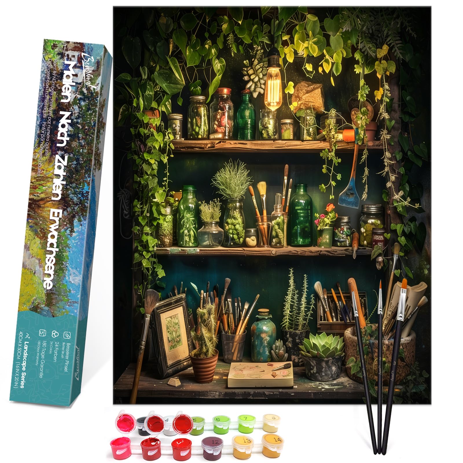 Bougimal Pintura por Números Adultos Paisaje con Pinceles y Pinturas Acrílicas - 40 x 50 cm, Sin marco, Librería 2 — view 18