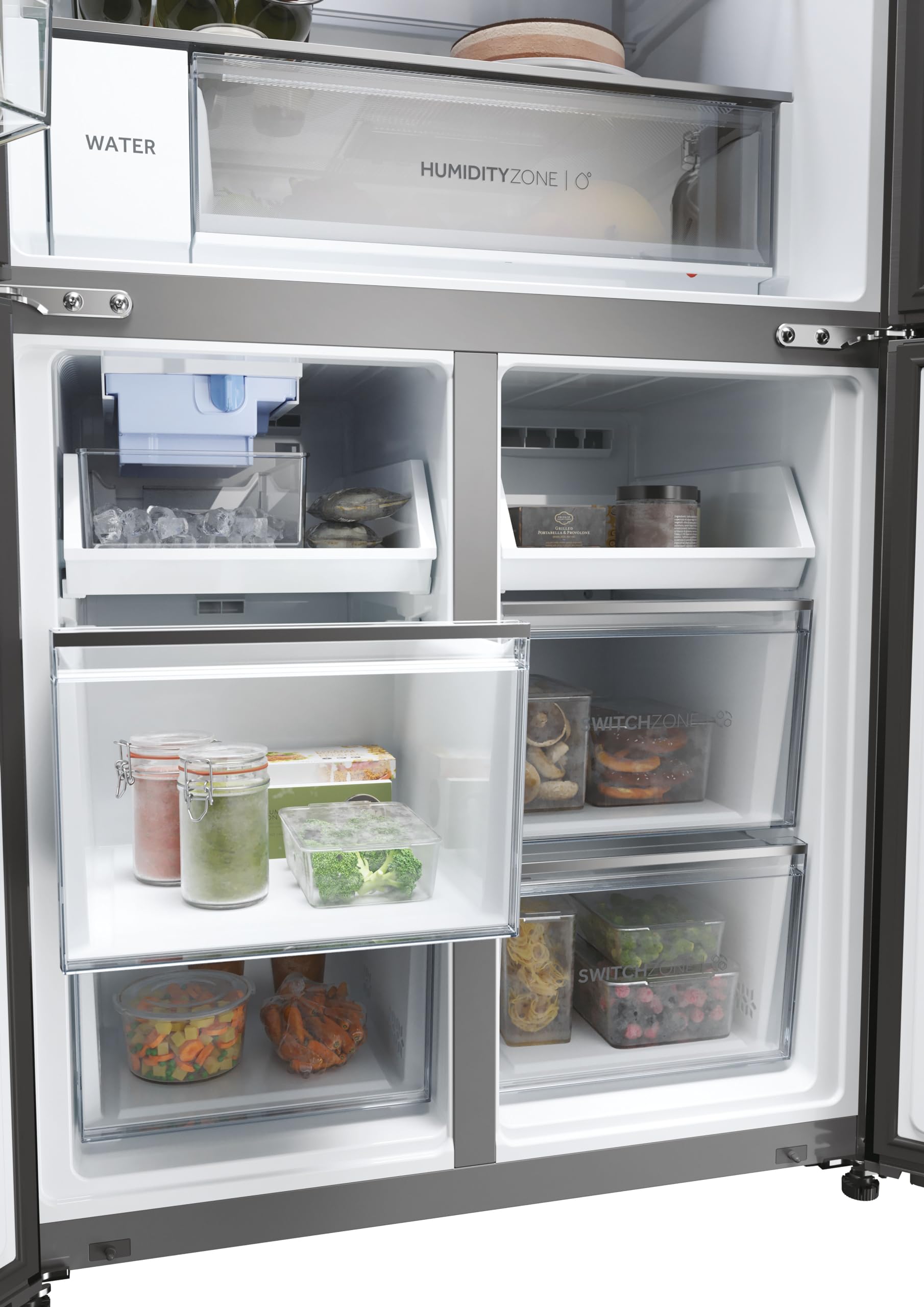 Haier CUBE 83 SERIE 5 HCW58F18EHMP Frigorifero Frigorifero/Total No Frost/Smart Hon-App/Dispenser Acqua & Macchina per cubetti di ghiaccio/ABT Pro/HumidityZone/MySwitchZone/Acciaio inossidabile