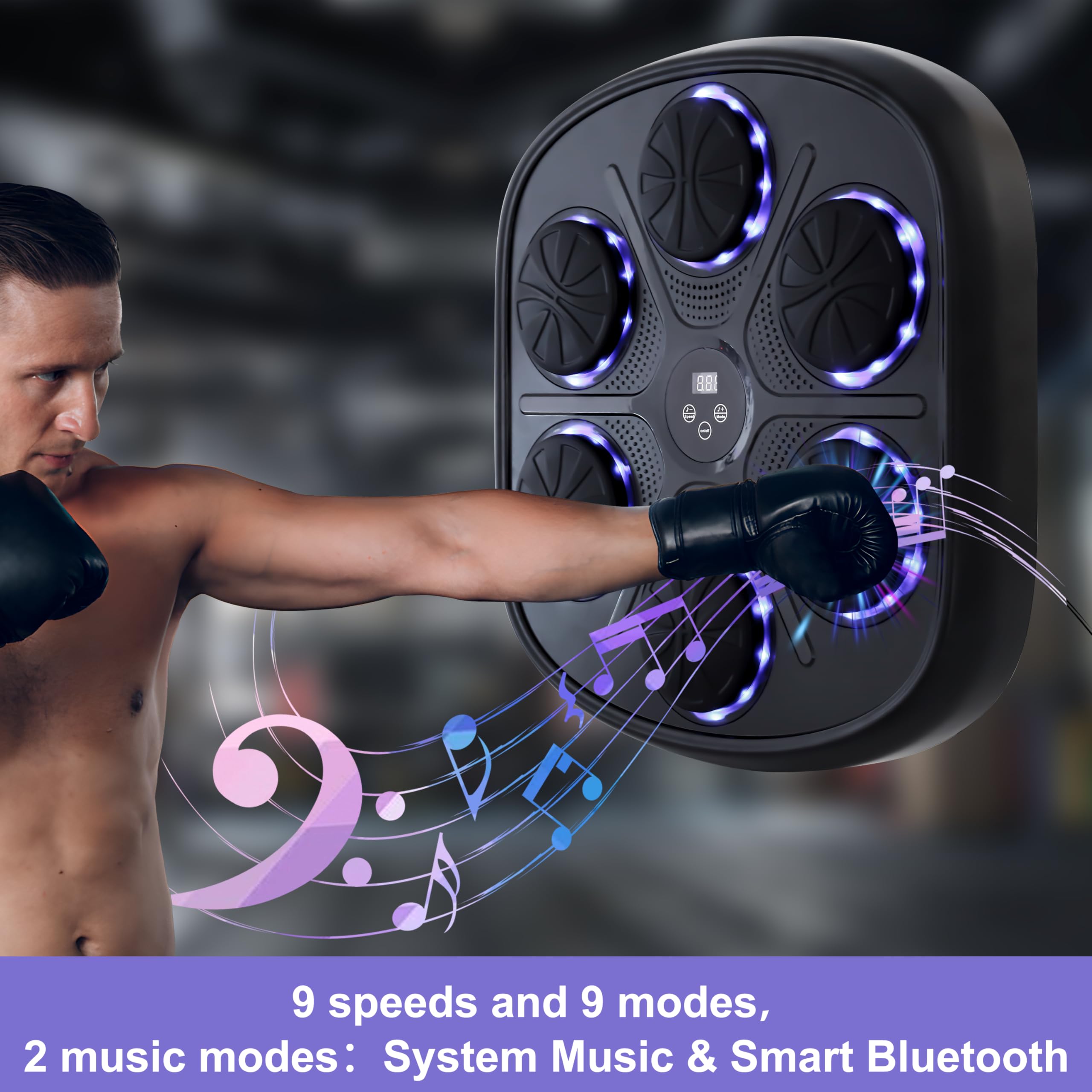 Macchina da Boxe Musicale,Supporta Bluetooth, Intelligente Elettronica Boxing Machine Montata a Parete con Luce LED