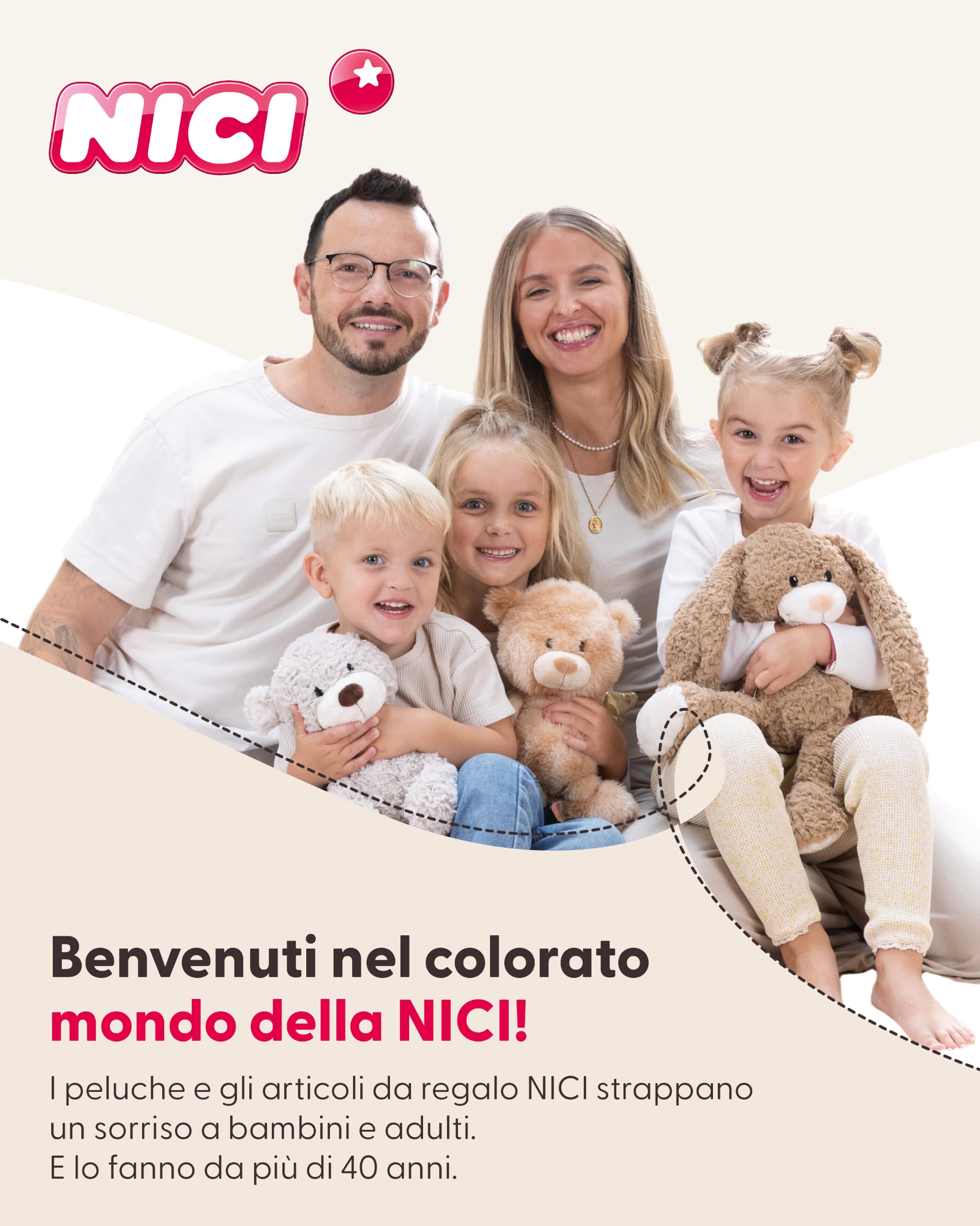 NICI 62274 René Roebuck Capriolo di peluche, morbido, tenero pupazzo per coccole e giochi, per adulti e bambini, 50 cm, marrone
