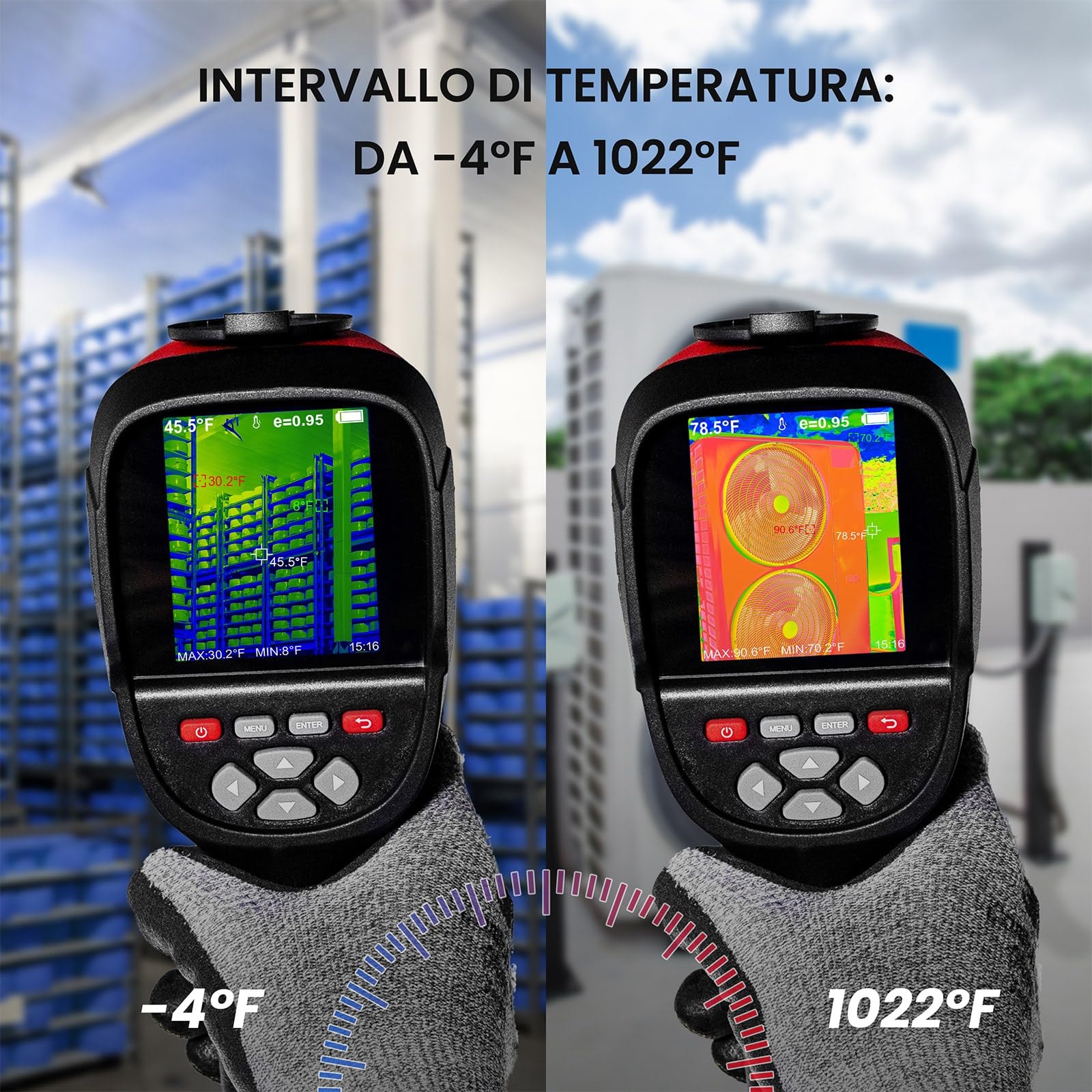 KAIWEETS Termocamera, 256 x 192 Pixel, Frequenza di Aggiornamento 25 Hz, Disponibile Nelle Modalità Infrarossi/Visibile Luce/Doppia Luce, Termocamera da -20℃ a +550℃ con Analisi PC/Registrazione Video