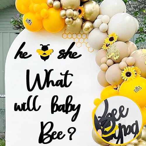 Miniatura 15 de Grandes calcomanías de revelación de género para telón de fondo, señal de baby shower de madera, ¿él o ella? ¿Qué será el bebé? Arco de globos,