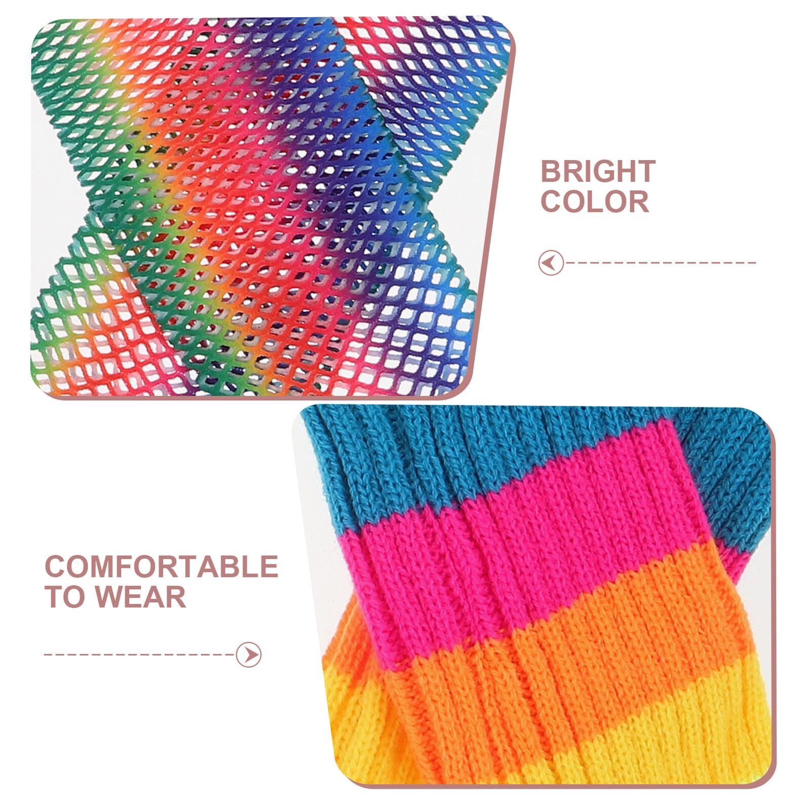 OUNONA Ensemble Déguisement Années 80 Femme 9 Pièces Arc-en-Ciel Fluo Tutu Court en Tulle Guêtres Moufles Résille Bandeau et Boucles D’Oreilles pour Soirée Carnaval Néon
