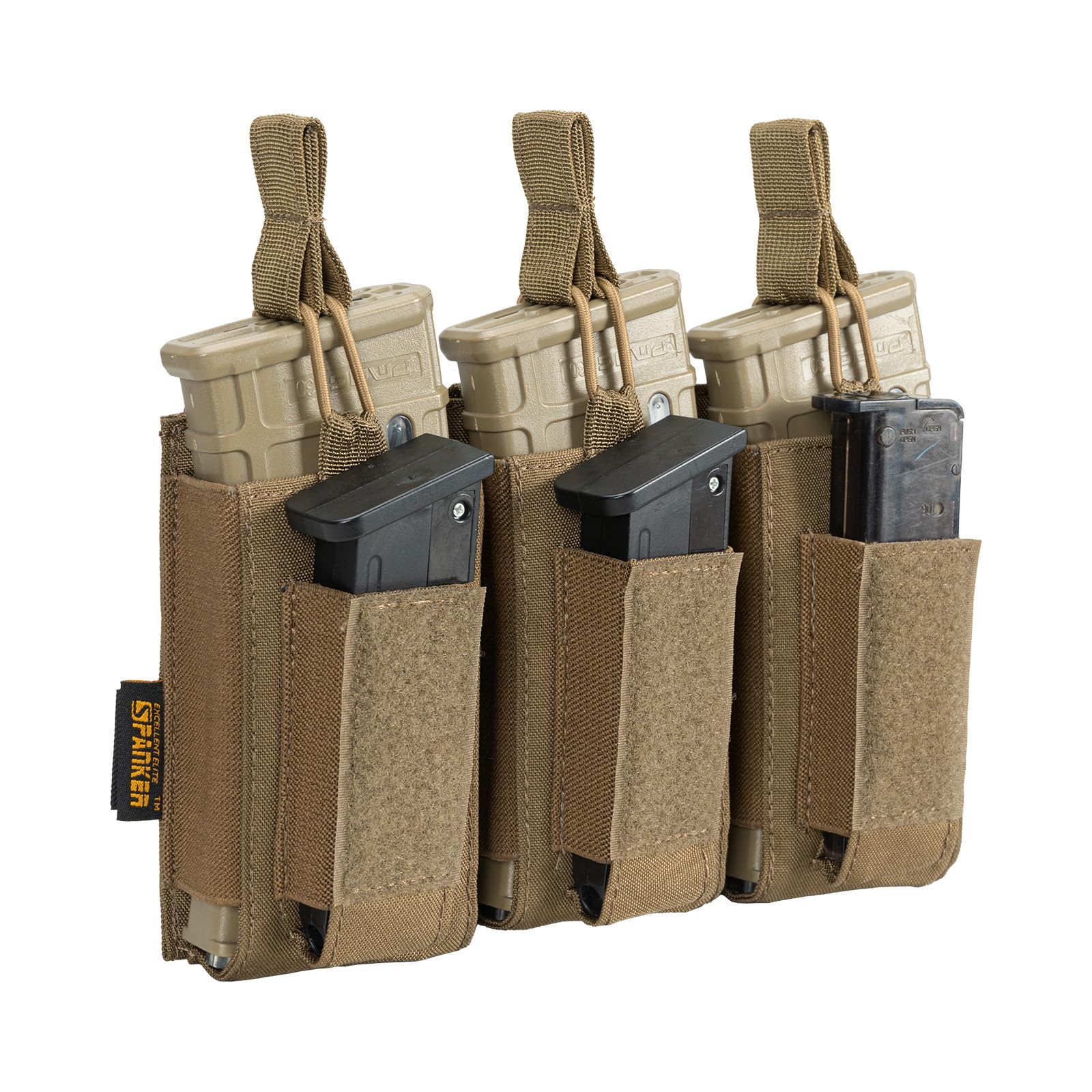 EXCELLENT ELITE SPANKER Open-Top Single/Double/Triple Mag Pouch for M4 M14 M16 AK AR Elastic Kangaroo Rifle Magazines and Pistol Mag Pouch