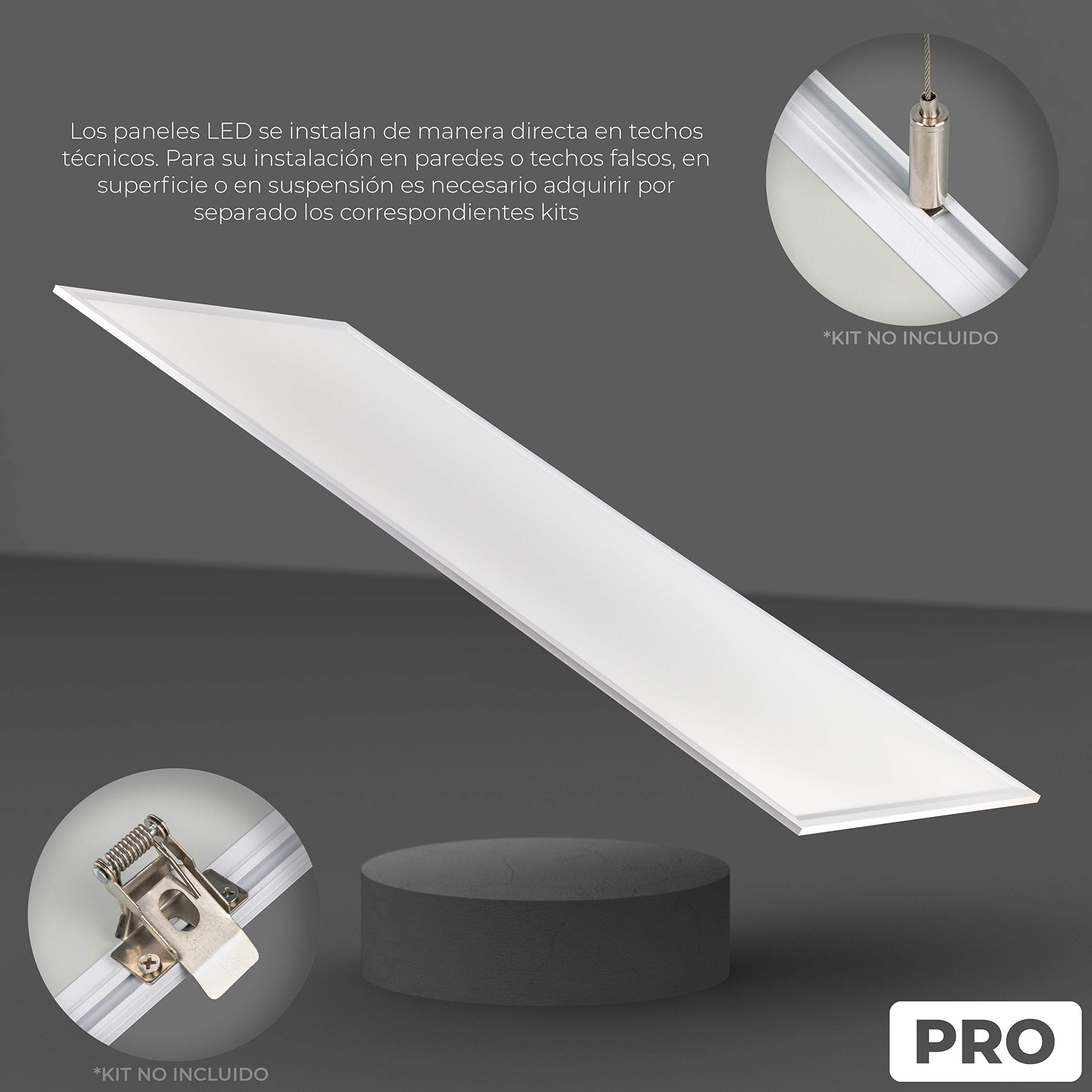 Popp® Panel LED PRO 60W con lente PMMA, 220V, 6000Lm, IP40 Blanco 60x120cm *(Driver LIFUD incluido) No flicker no requiere tornillos instalación, para techos desmontables(60x120cm Pack 2, 4000K)