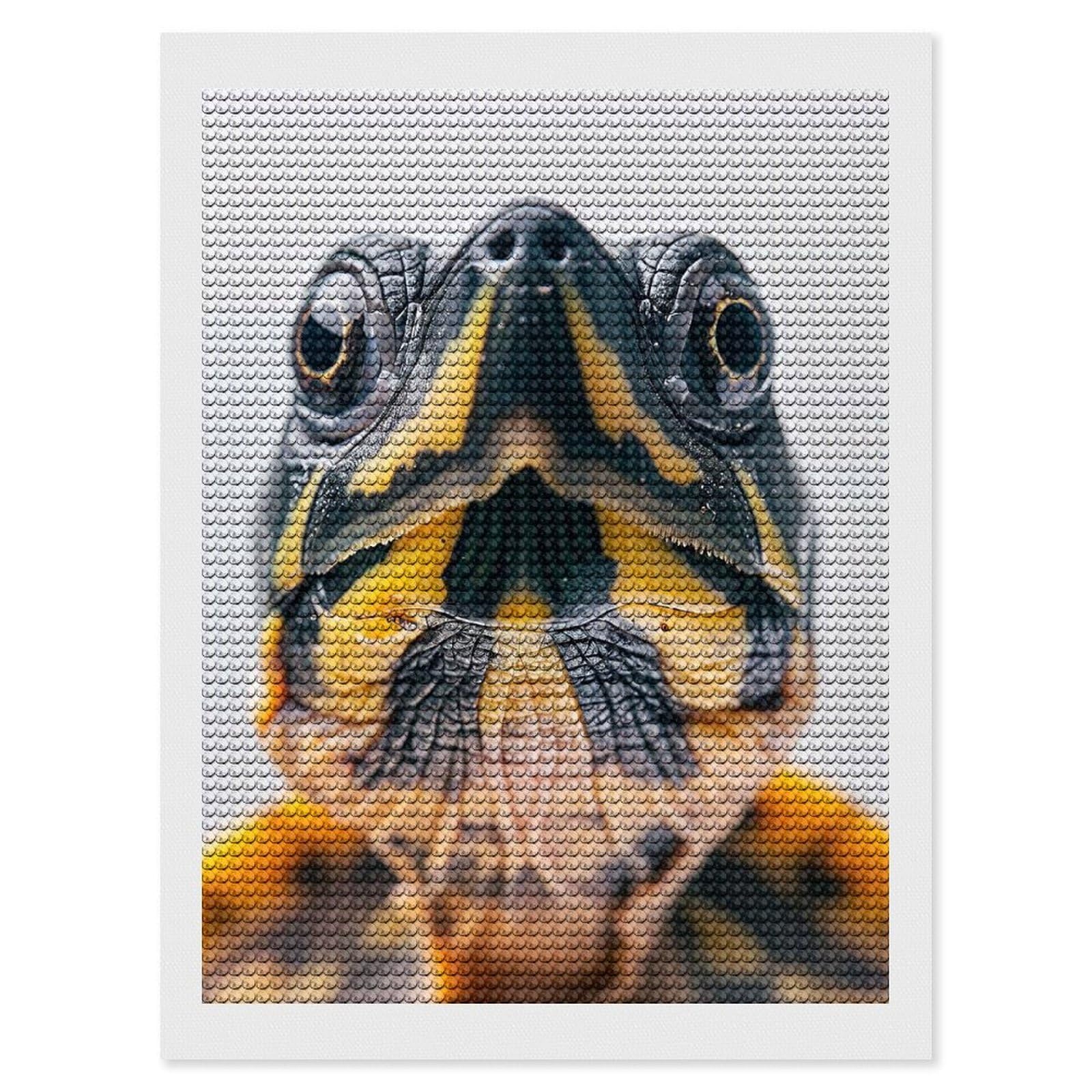 Junmoney Turtle Face Diamond Painting Canvas Kit 12"x16", Round Gems, Living Room Decor, Seasonal Gift Choice, Modern Decor