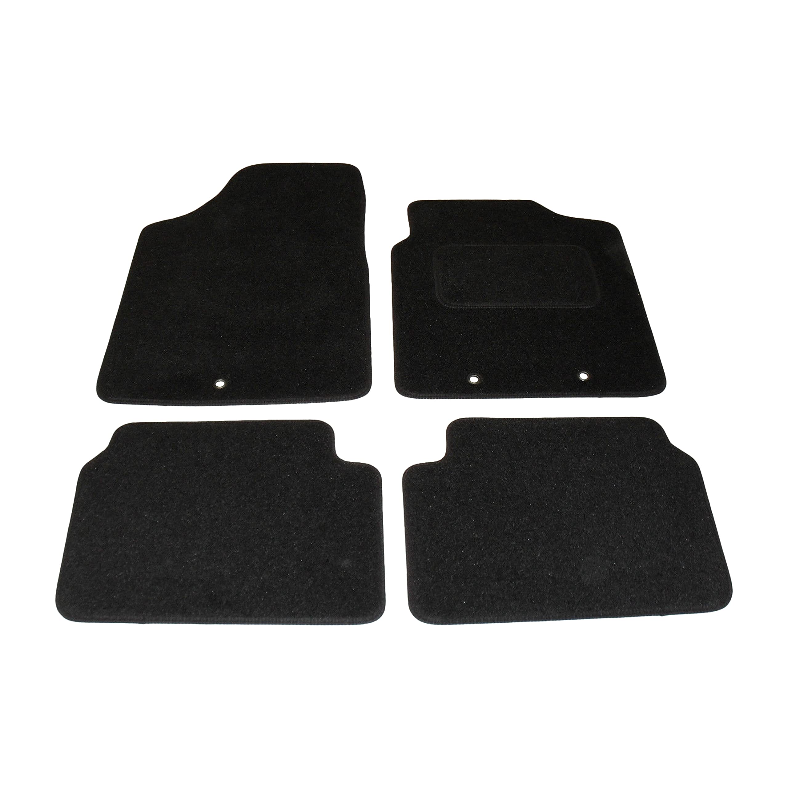 Fully Tailored Deluxe Car Mats to fit Hyundai i10 2009-2014 - 4 Piece - Black Carpet - Black Trim - Heavy Duty Heel Pad - 20-1116