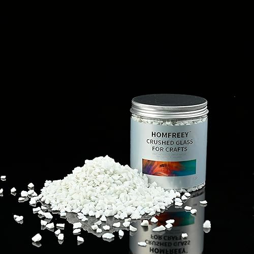 Piezas de vidrio roto blanco para arte de resina. Piezas de vidrio roto de 0.03 a 0.236 pulgadas, relleno de decoración, vidrio triturado para