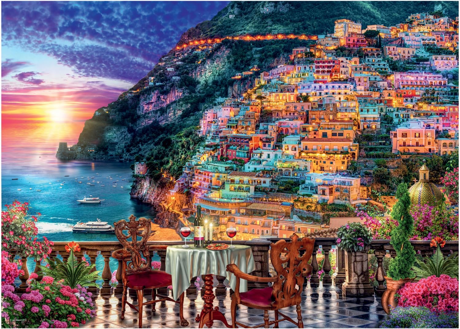 Dinner in Positano Italy 1000 Piece Jigsaw Puzzles for Adults and Kids Age 12 Years Up