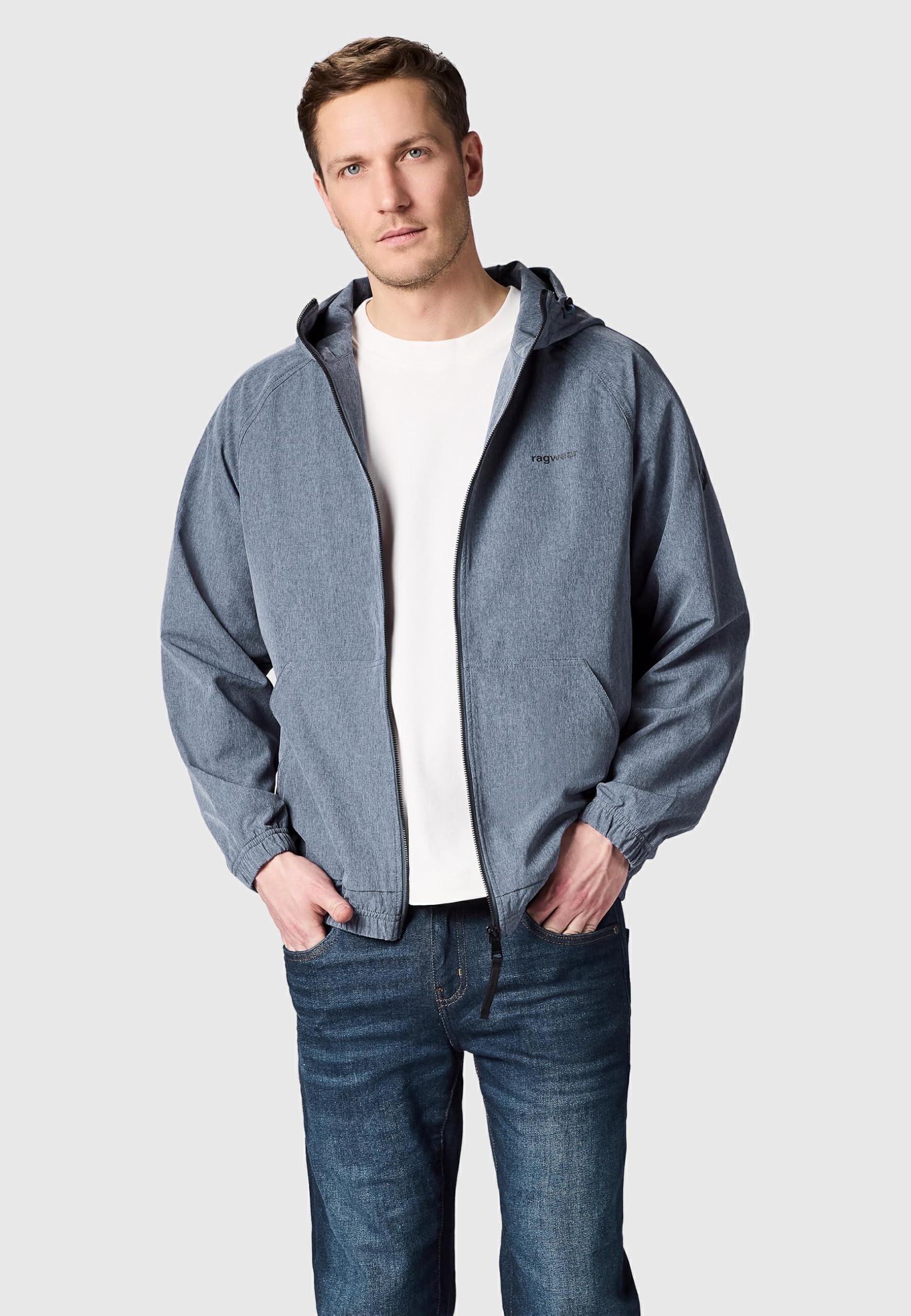 Ragwear Męska lekka kurtka przejściowa krótka kurtka z regulowanym kapturem Roog A Navy rozm. M
