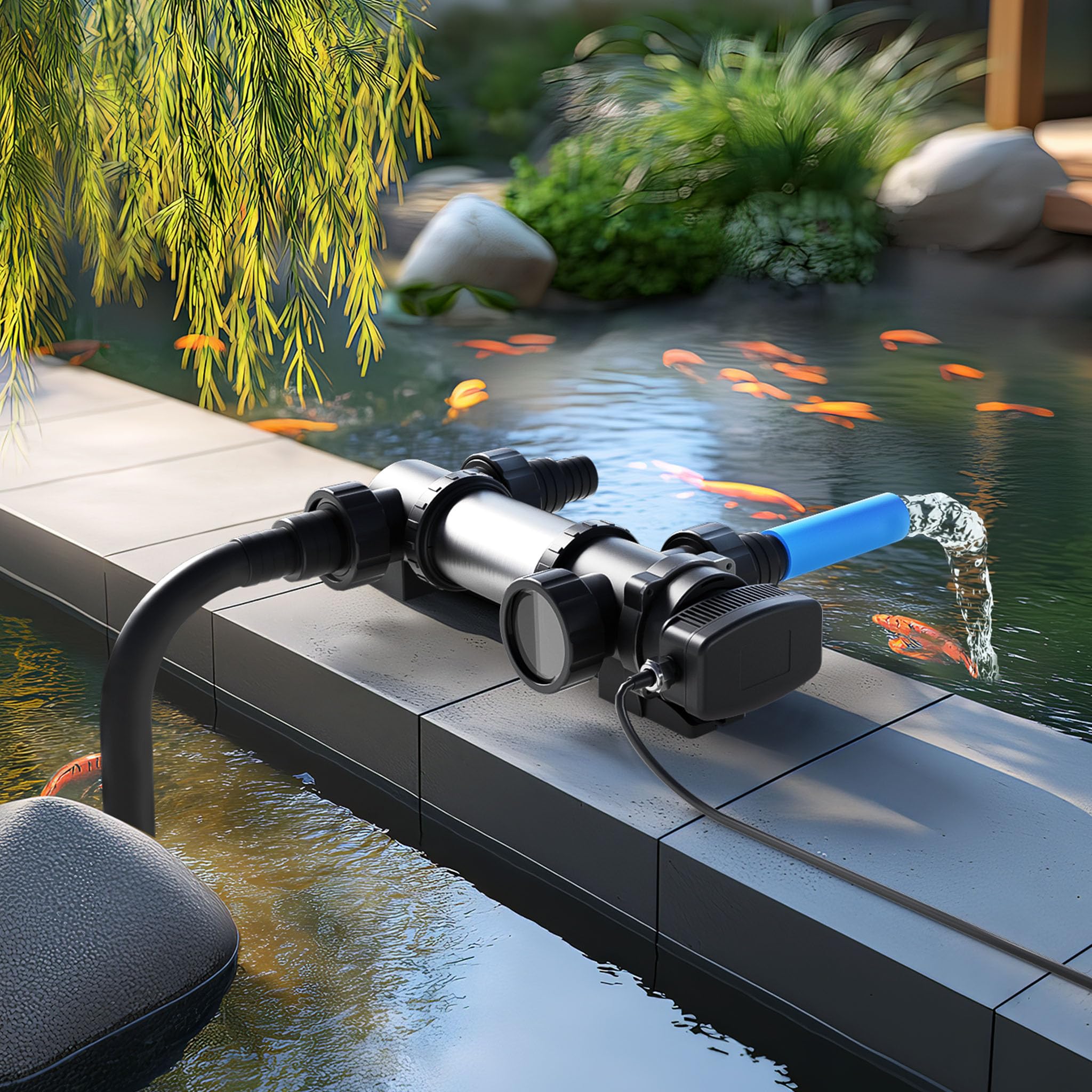 SunSun CUV-724 clarificador Agua Estanque Acero Inoxidable Filtro luz UV 24W aclarador Agua jardín