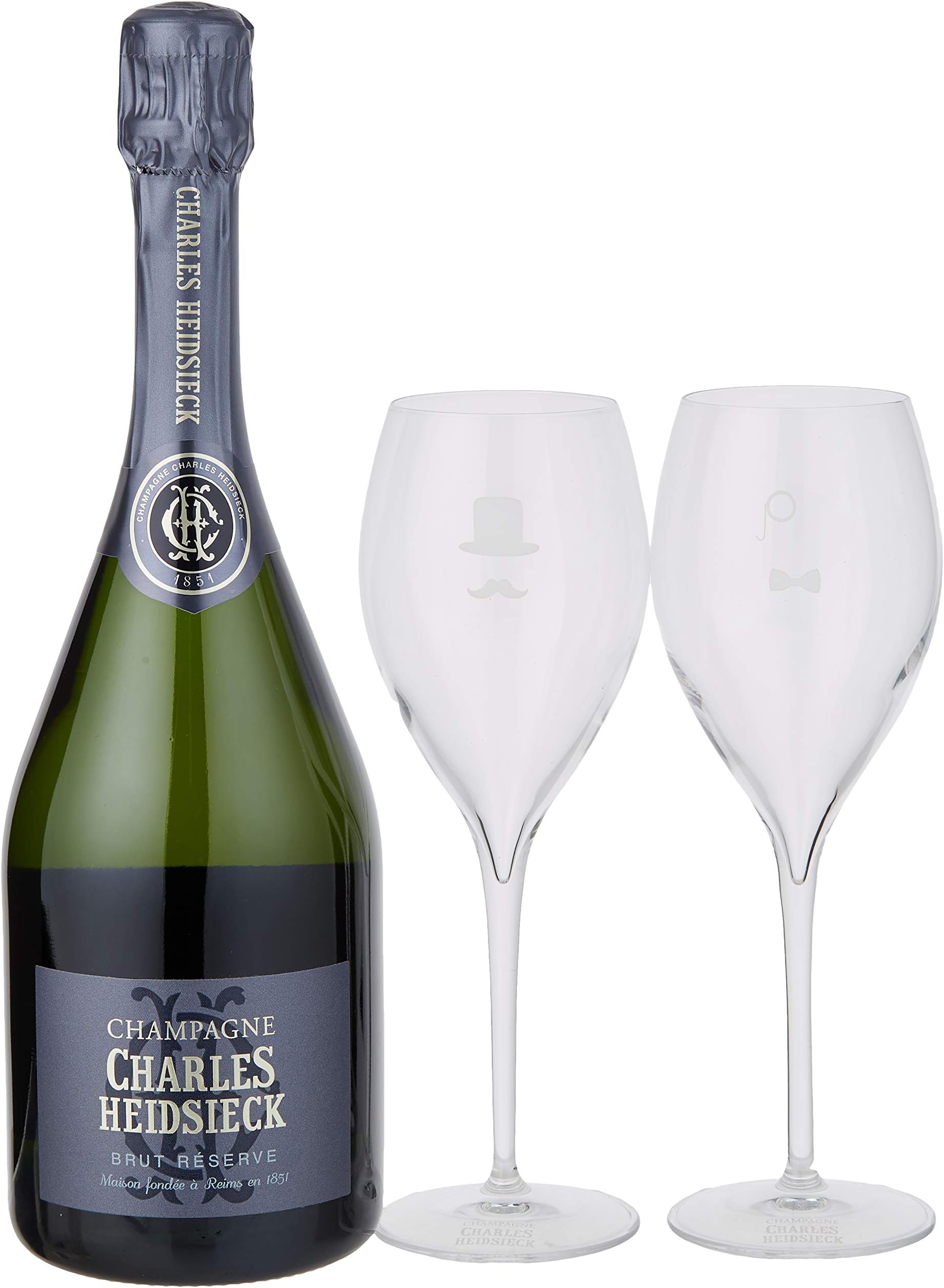 Charles Heidsieck Armchair Brut Reserve Non Vintage and Champagne Flutes, 1 x 750ml