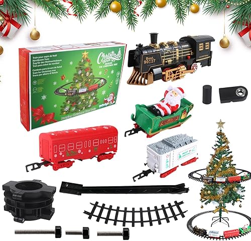 Miniatura 6 de Tren eléctrico suspendido de Navidad, función de arranque y pausa fácil, material ABS, tren ferroviario de funcionamiento con batería, juguete